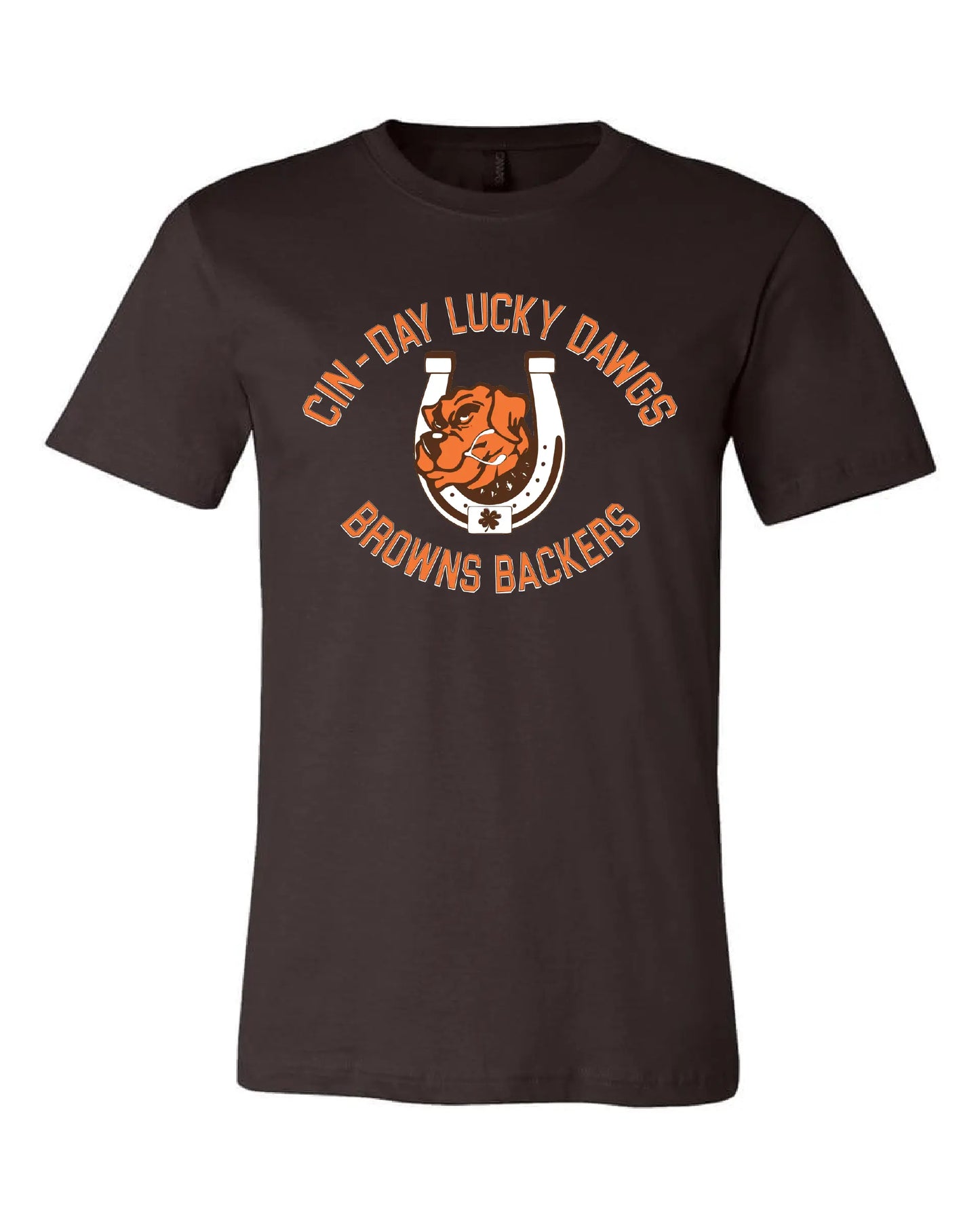 "Cin - Day Lucky Dawgs" Full design on Brown - Only in Clev 4XL-Men-s-short-sleeve