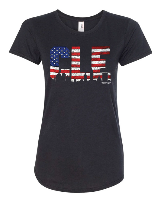 CLE USA" on Black - Only in Clev 2XL-Women-s-Short-Sleeve-T-Shirt