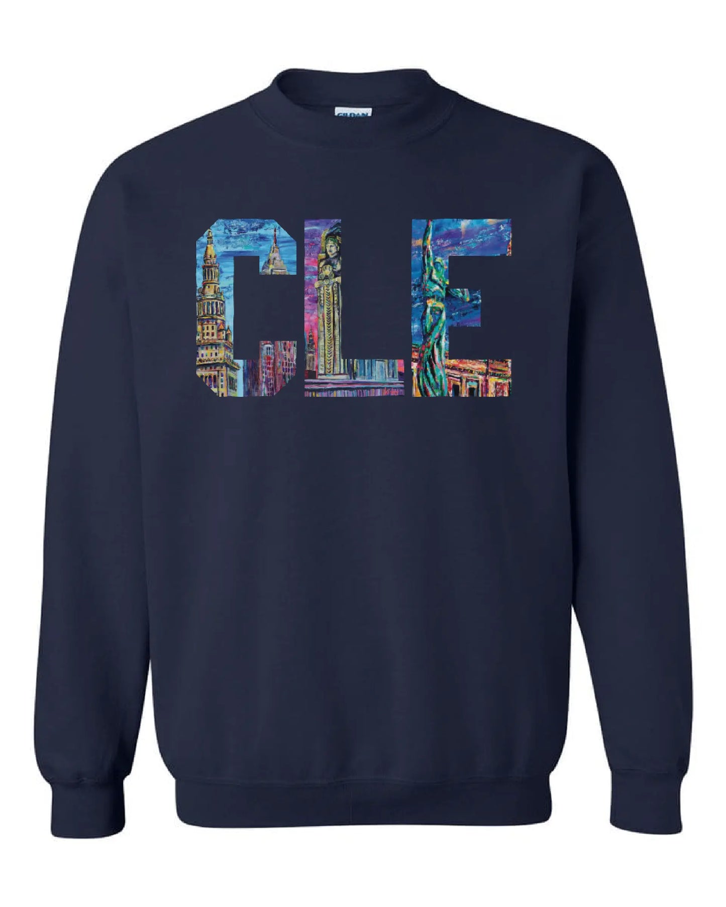 "CLE" T Shirt on Navy Only in Clev 3XL / Crew Sweatshirt