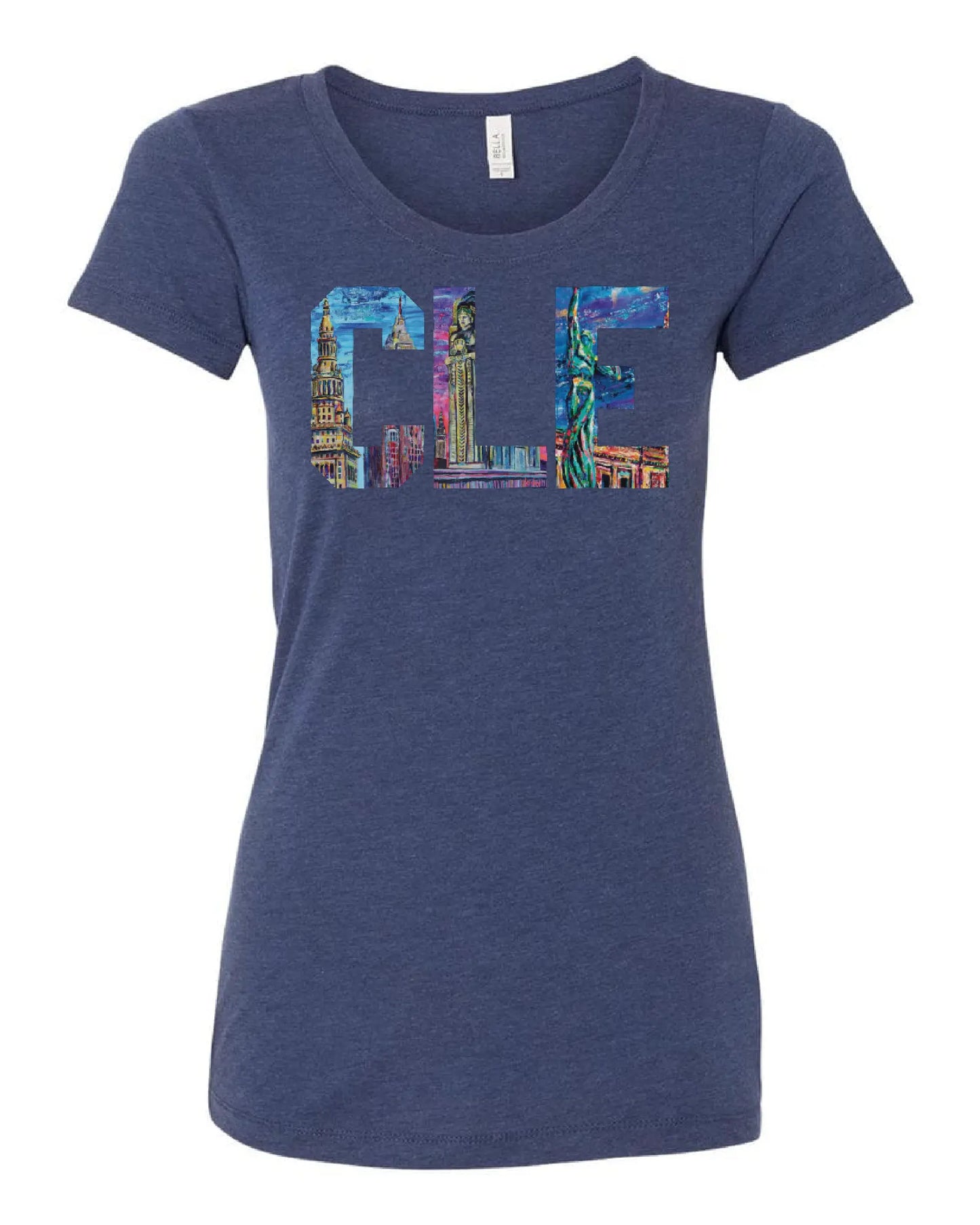 "CLE" T Shirt on Navy Only in Clev 2XL / Women's Short-Sleeve T-Shirt