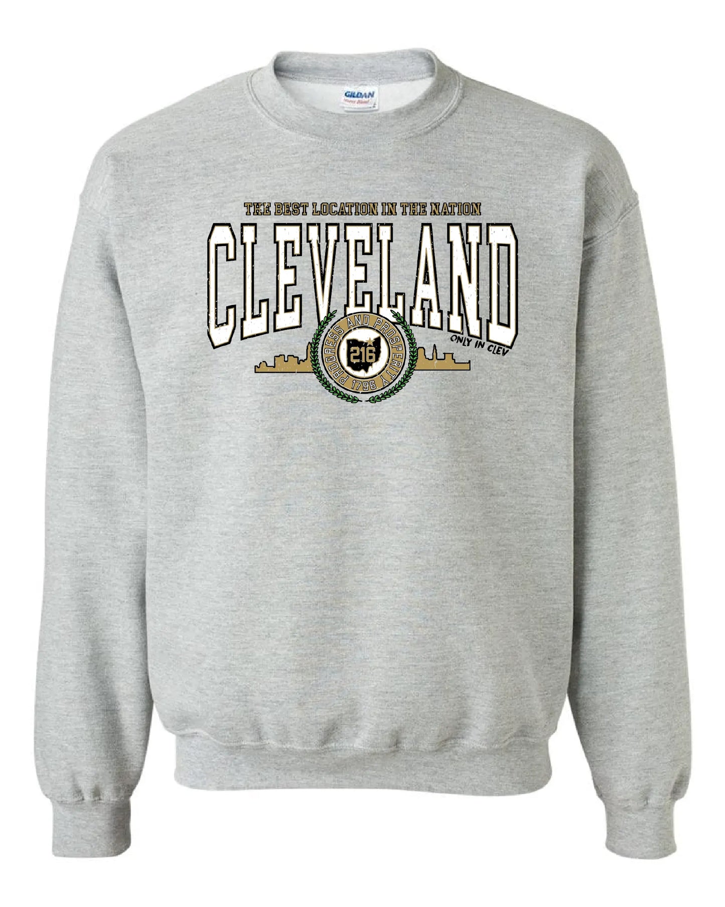 "Cleveland Metallic Gold" Design on Gray - Only in Clev