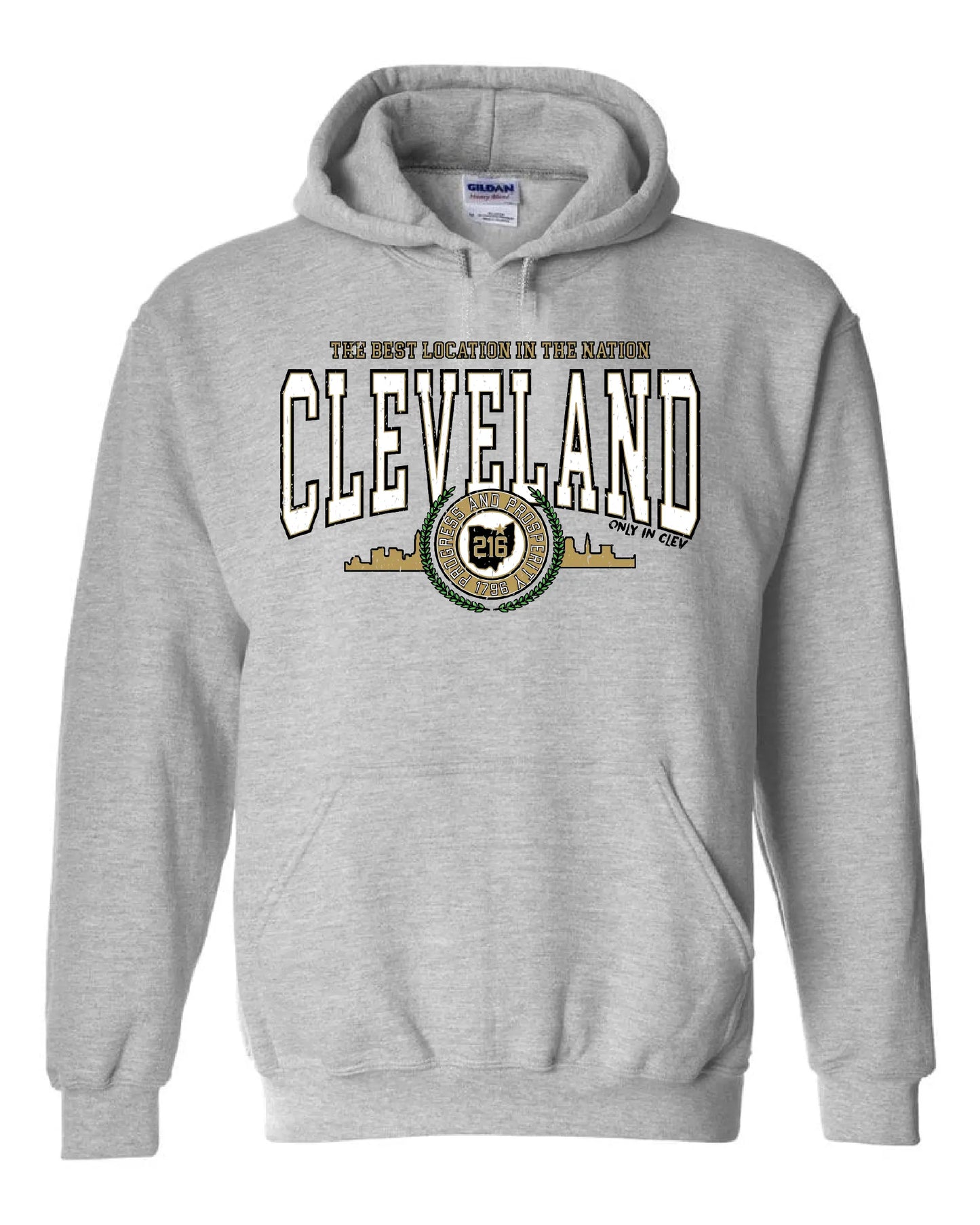 "Cleveland Metallic Gold" Design on Gray - Only in Clev