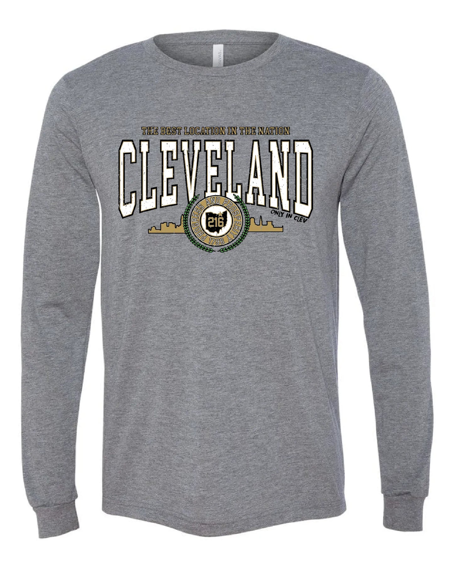 "Cleveland Metallic Gold" Design on Gray - Only in Clev