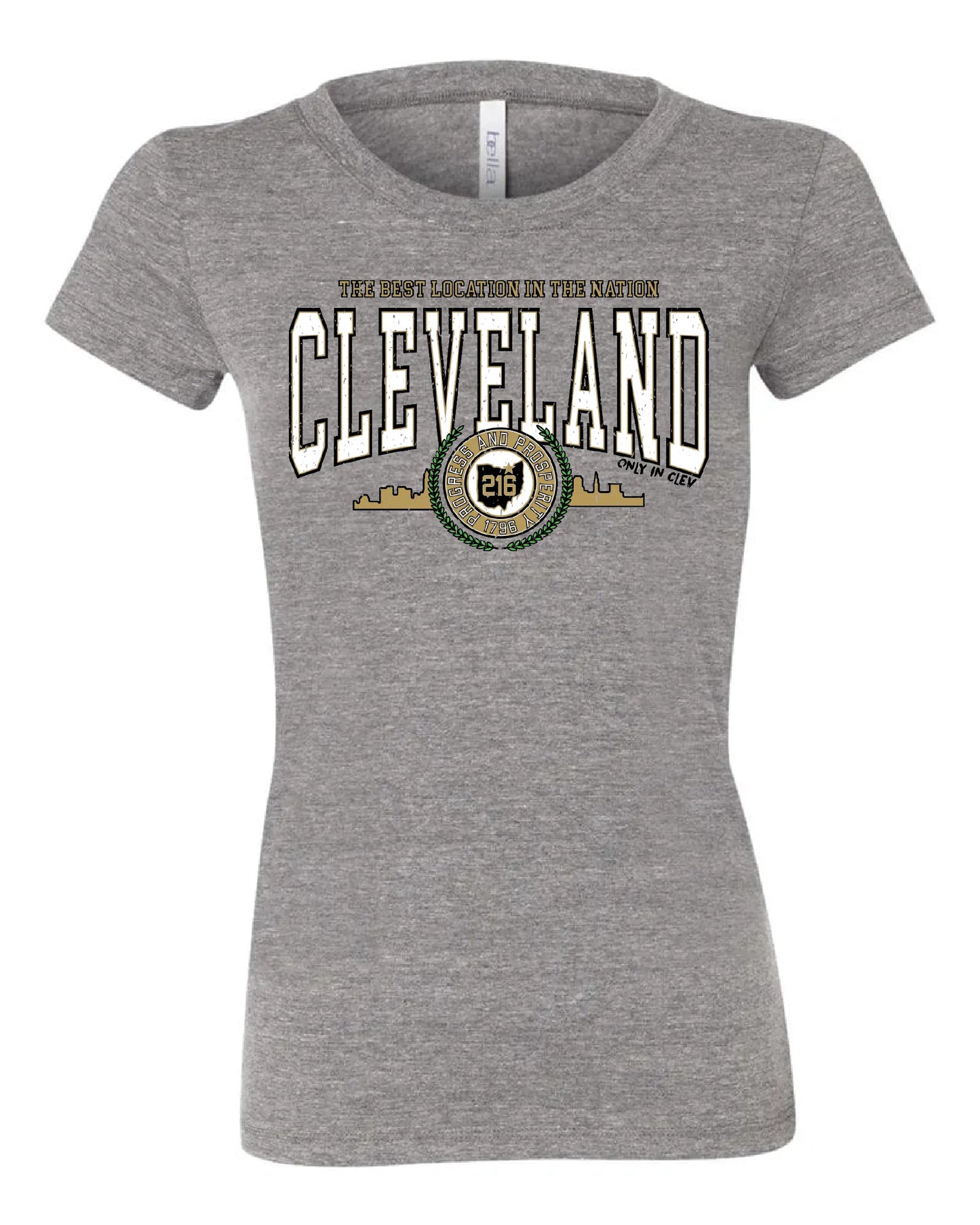 "Cleveland Metallic Gold" Design on Gray - Only in Clev