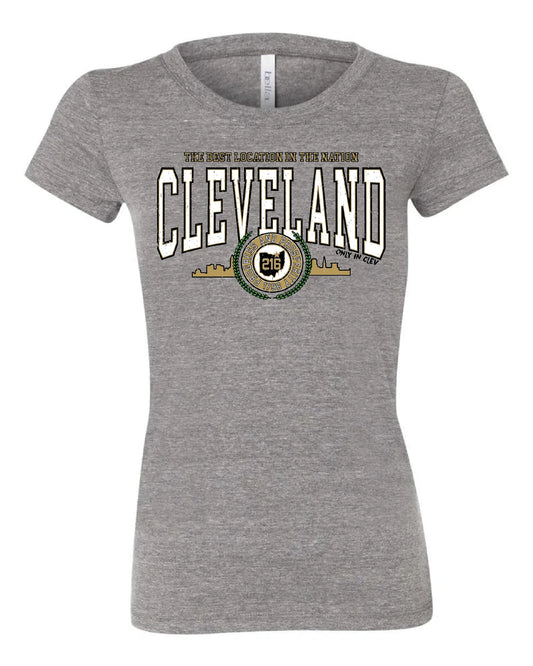 "Cleveland Metallic Gold" Design on Gray - Only in Clev