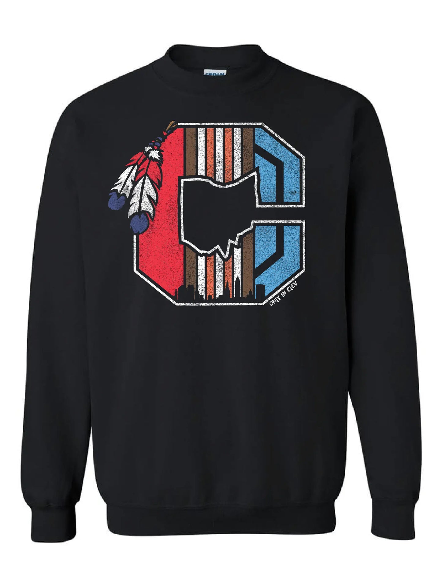 All Sports Block C on Black - Only in Clev 3XL-Crew-Sweatshirt