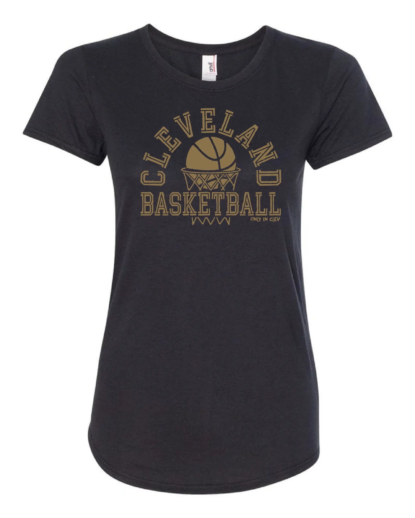 "Cleveland Basketball Net Gold" on Black - Only in Clev