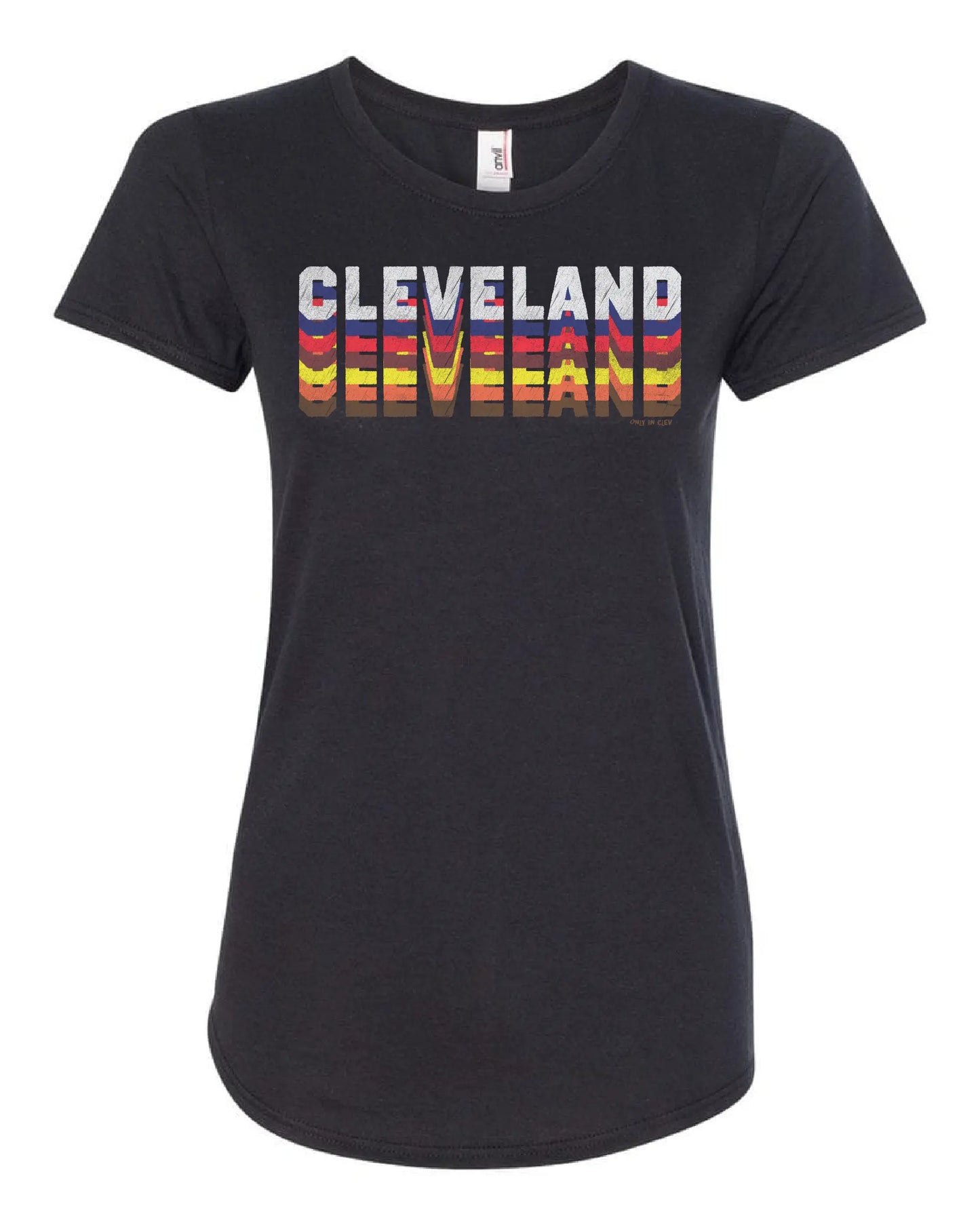 Multi-colored All Sports Cleveland on Black - Only in Clev 2XL-Women-s-Short-Sleeve-T-Shirt