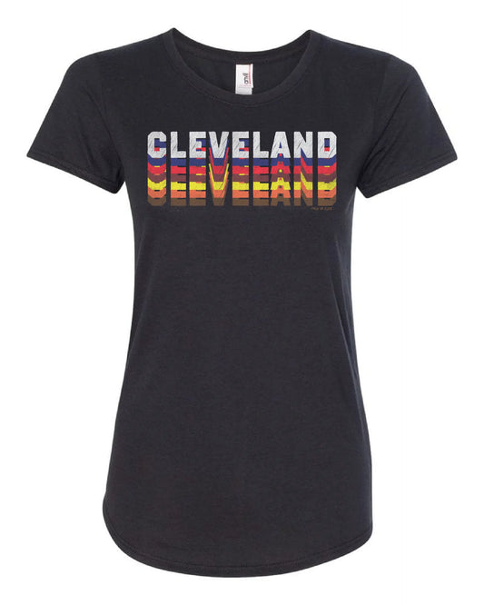 Multi-colored All Sports Cleveland on Black - Only in Clev 2XL-Women-s-Short-Sleeve-T-Shirt