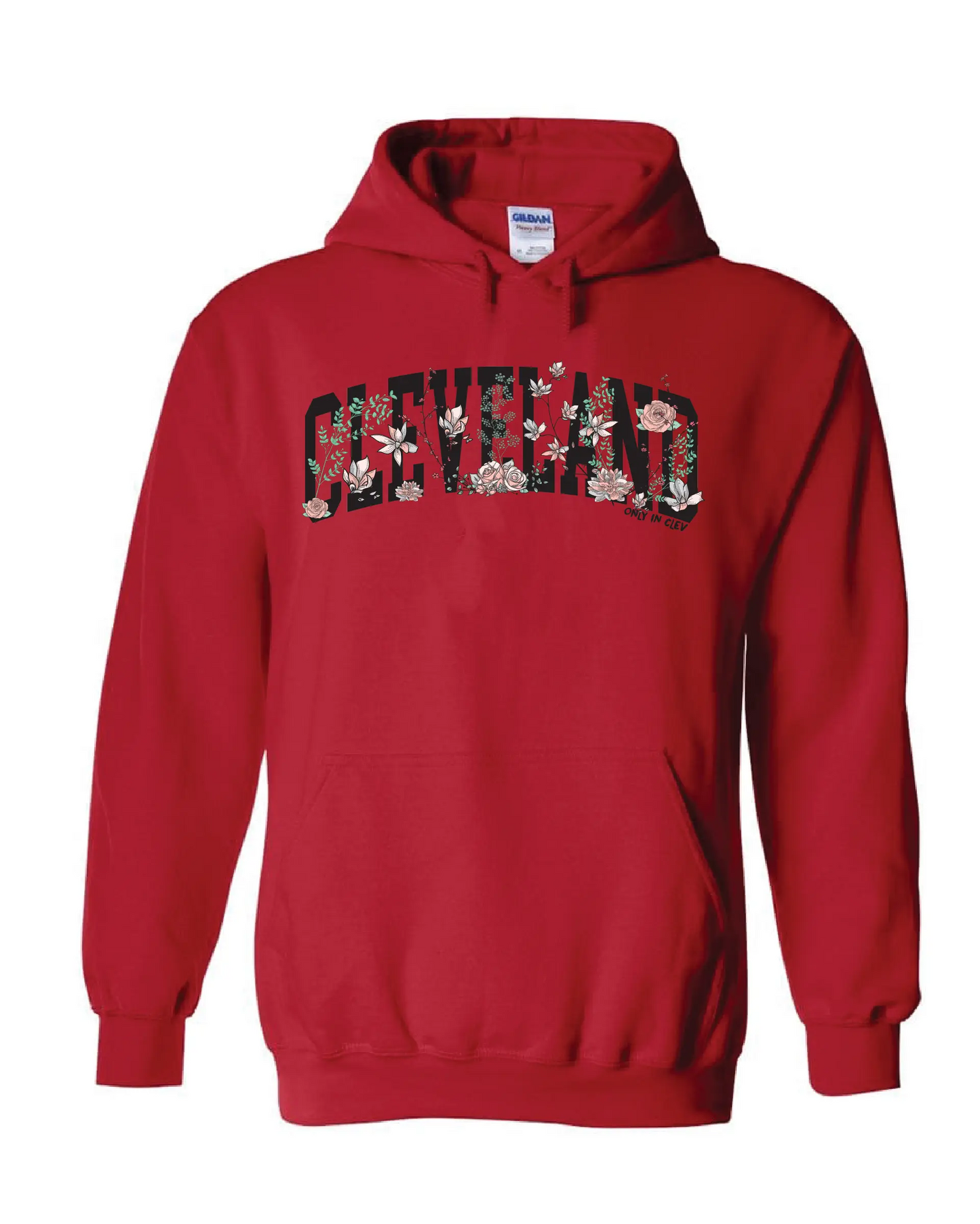 "Flowering Script Cleveland" on Red - Only in Clev 3XL-Hoodies