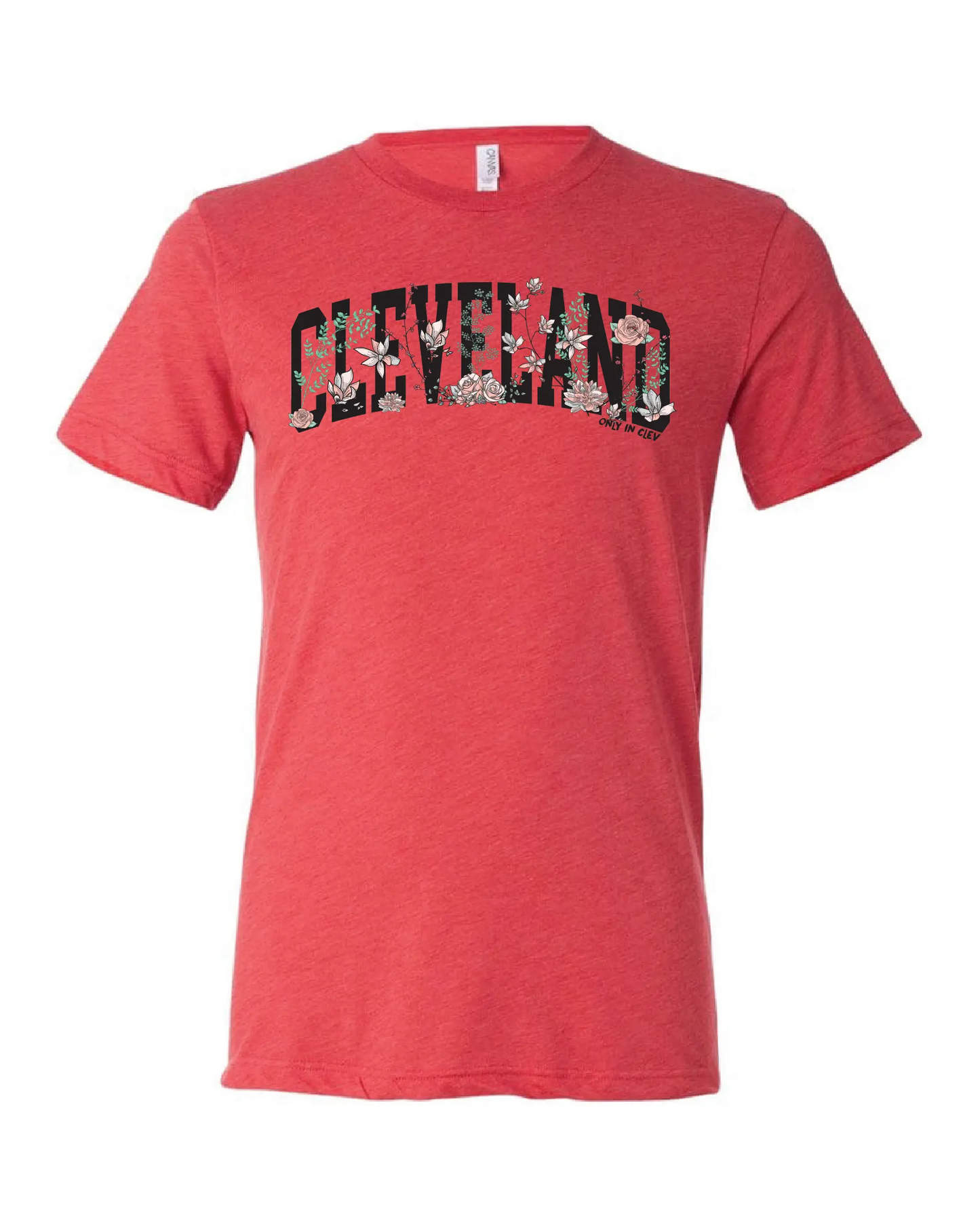 "Flowering Script Cleveland" on Red - Only in Clev 3XL-Men-s-Short-Sleeve-T-Shirt