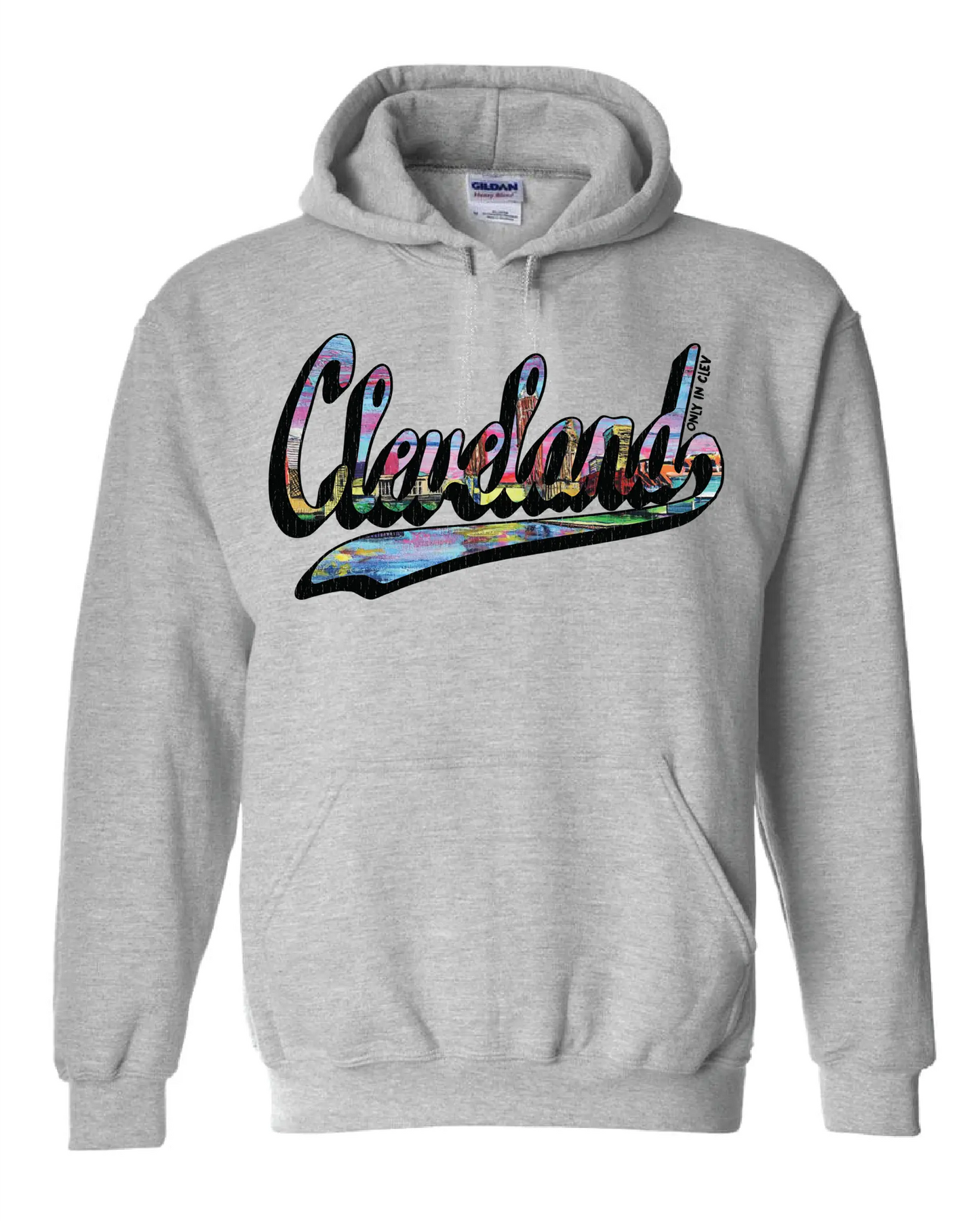 "Script Cleveland" Full Color on Gray. - Only in Clev 3XL-Hoodies