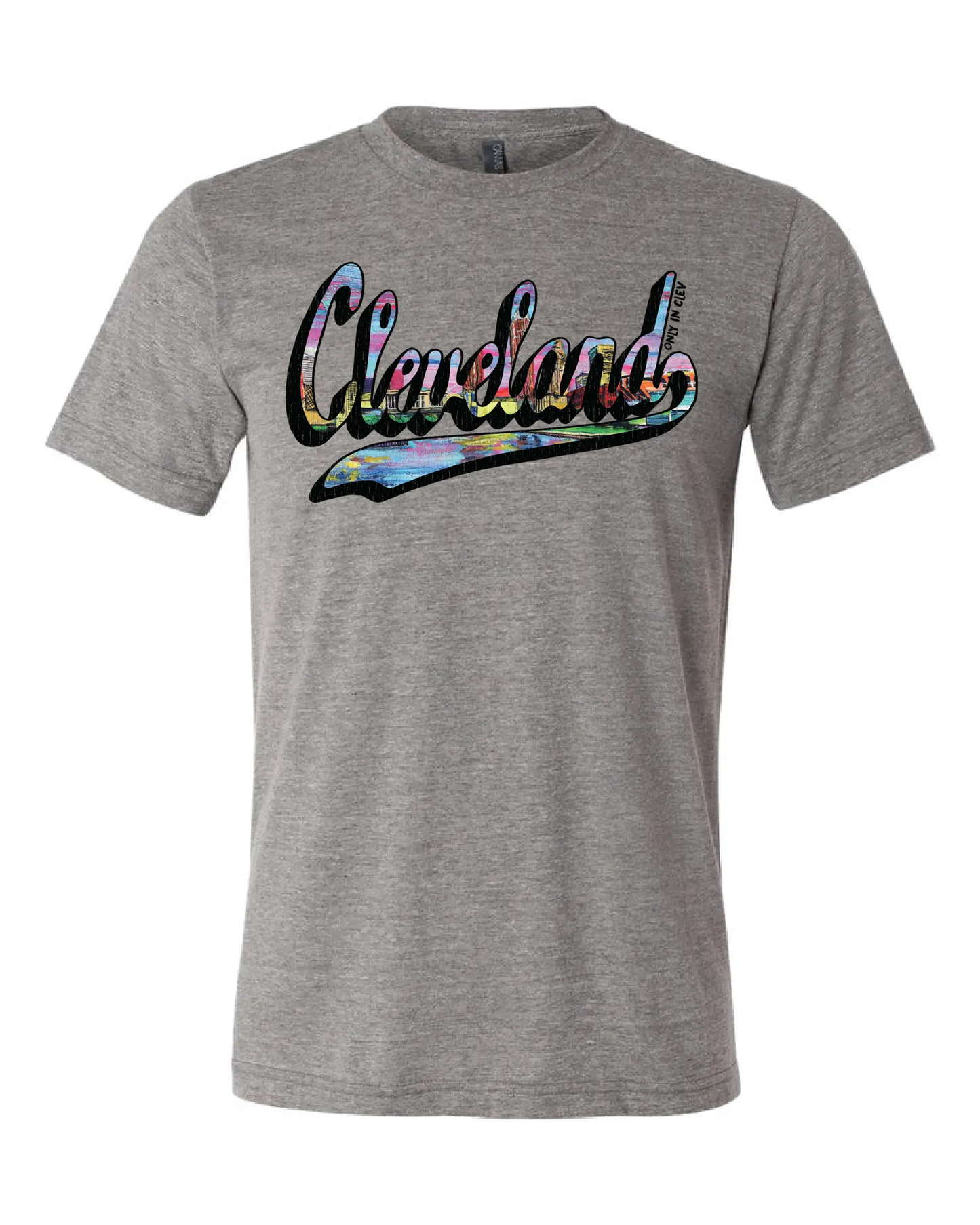 "Script Cleveland" Full Color on Gray. - Only in Clev 3XL-Men-s-Short-Sleeve-T-Shirt