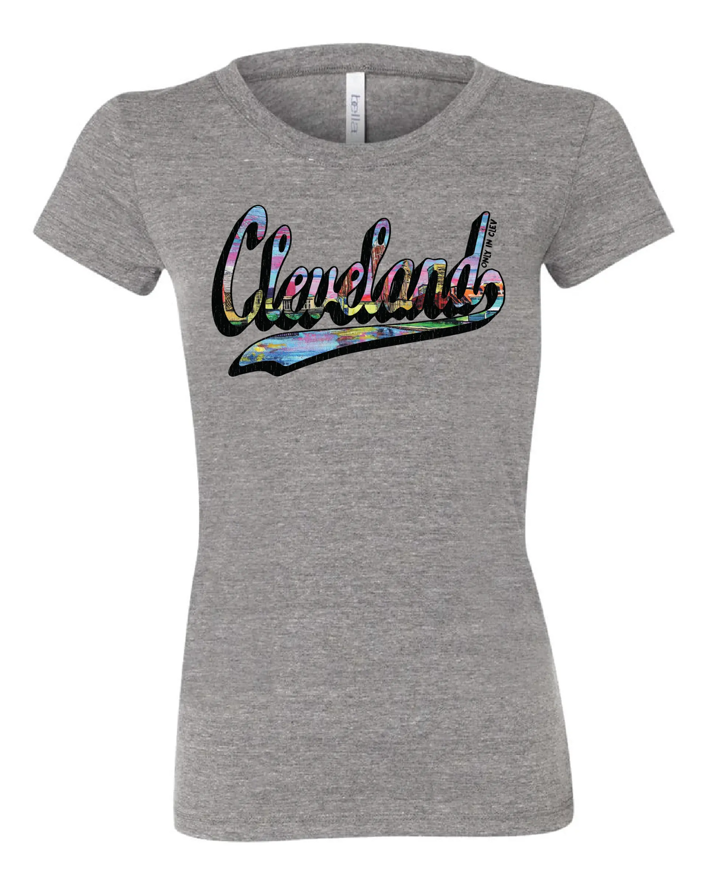 "Script Cleveland" Full Color on Gray. - Only in Clev 2XL-Women-s-Short-Sleeve-T-Shirt