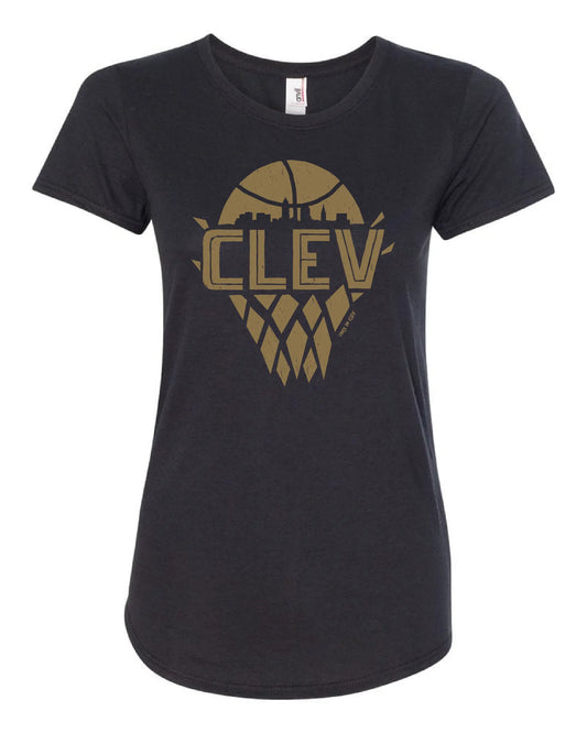 "Cleveland Vintage Net Gold" Basketball on Black - Only in Clev