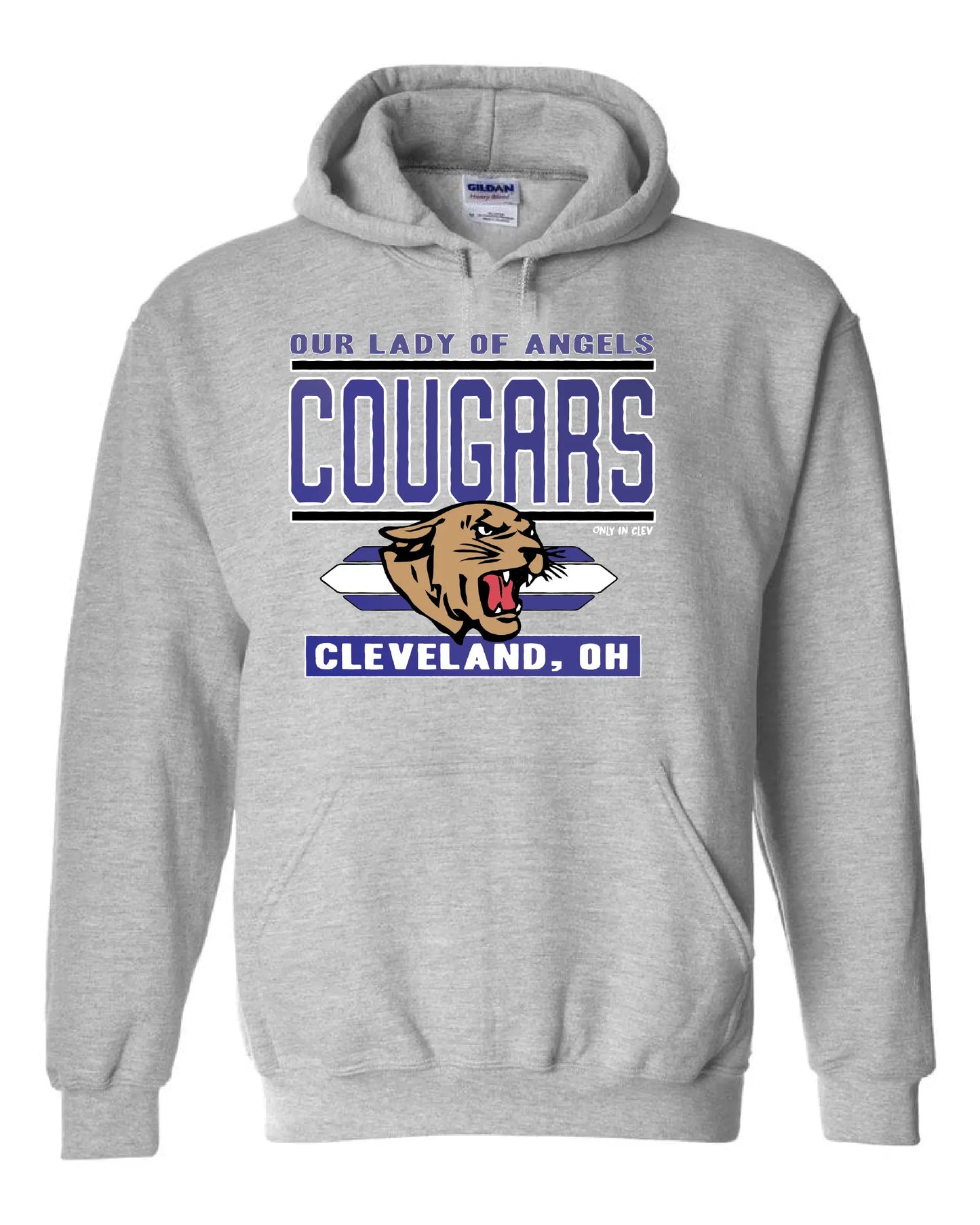 "Our Lady of Angels Cougar/Stripes" Design on Gray - Only in Clev