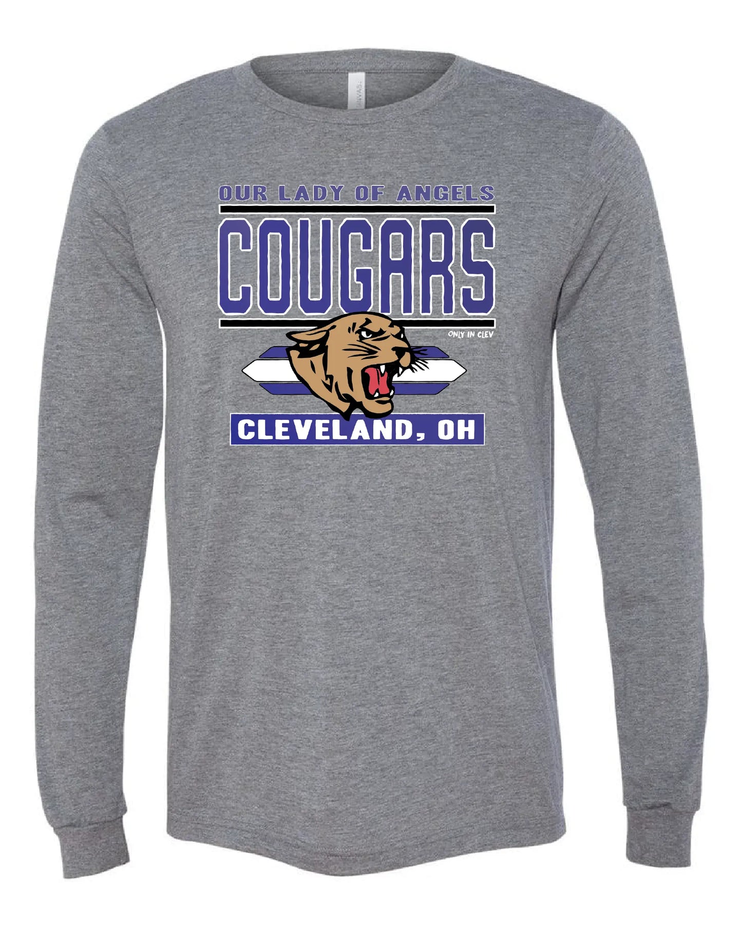 "Our Lady of Angels Cougar/Stripes" Design on Gray - Only in Clev