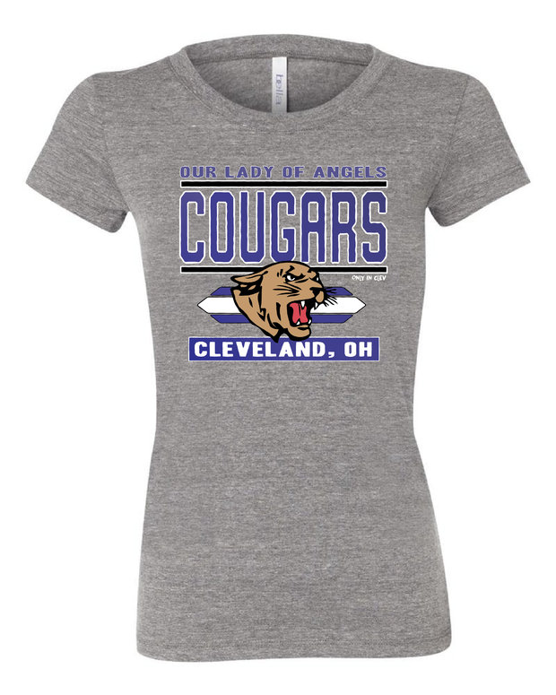 "Our Lady of Angels Cougar/Stripes" Design on Gray
