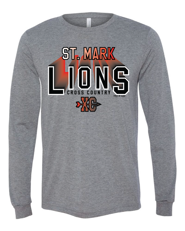 "St. Mark Lions Cross Country" Design on Gray