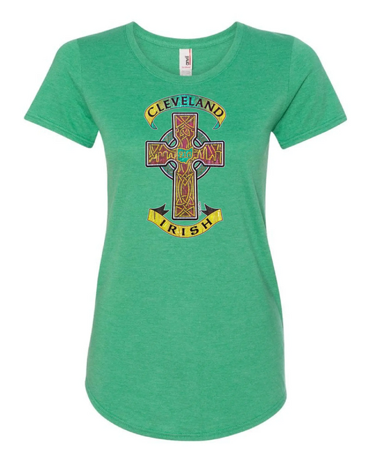 "Cleveland Celtic Cross" on Irish Green - Only in Clev