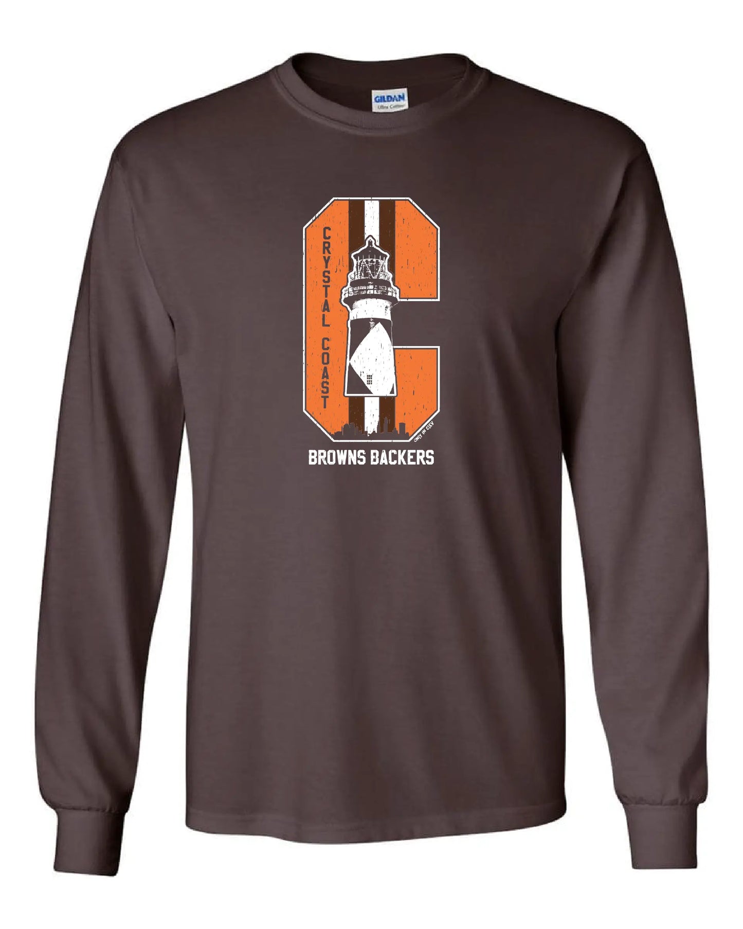 "Crystal Coast Browns Backers" Design on Brown - Only in Clev 3XL-Unisex-long-sleeve
