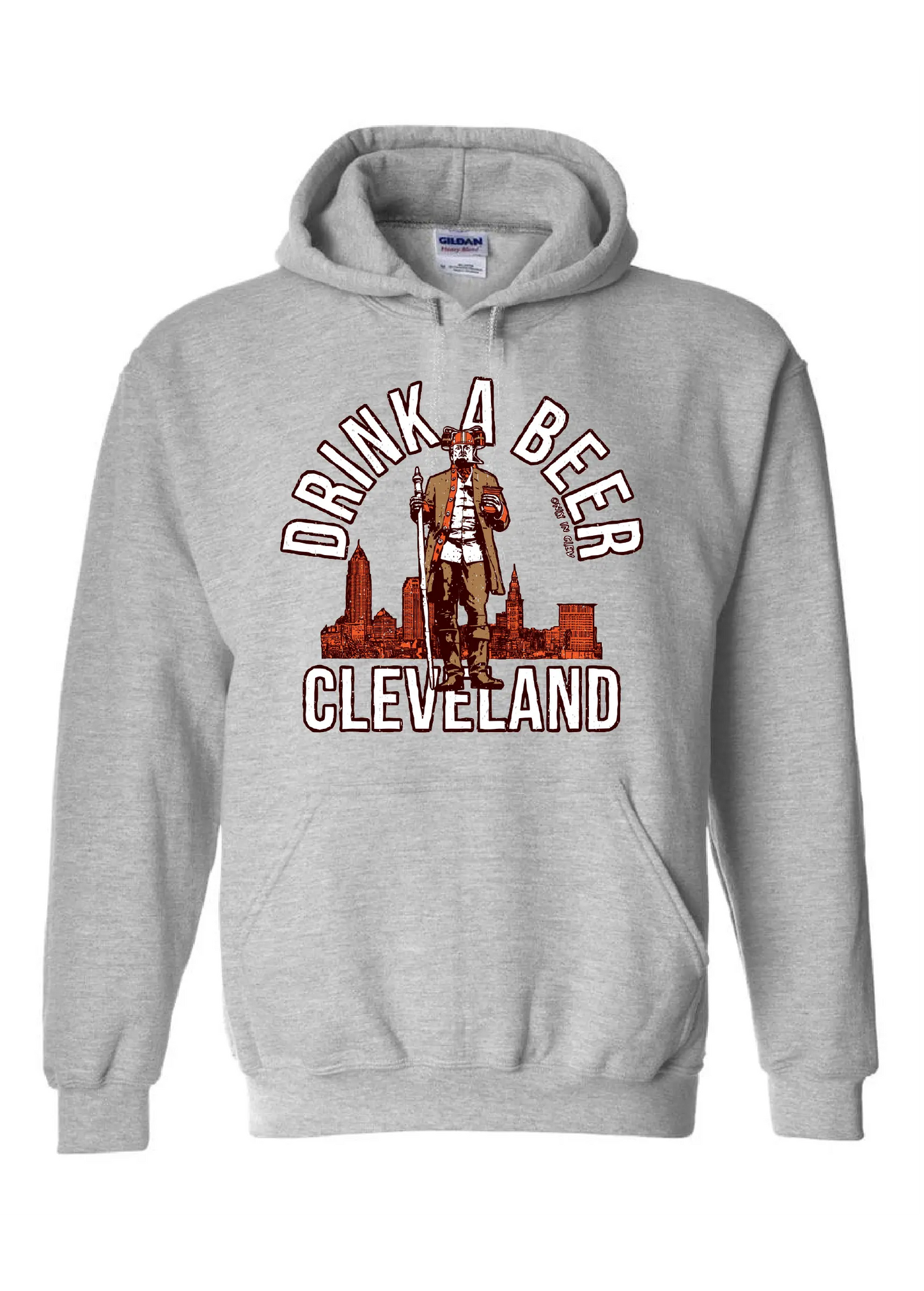 "Drink a Beer Cleveland" on Gray - Only in Clev 3XL-Unisex-hoodie