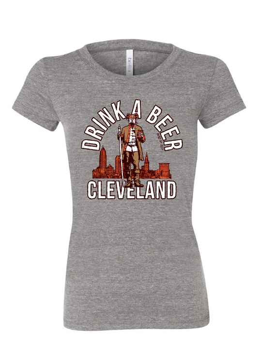 "Drink a Beer Cleveland" on Gray - Only in Clev 3XL-Women-s-short-sleeve
