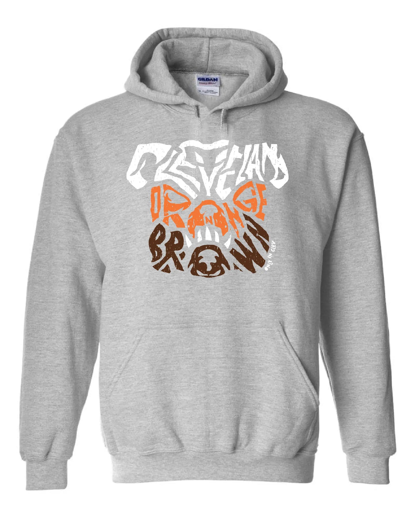 "Dawg Orange & Brown T Shirt" on Gray - Only in Clev 3XL-Unisex-hoodie
