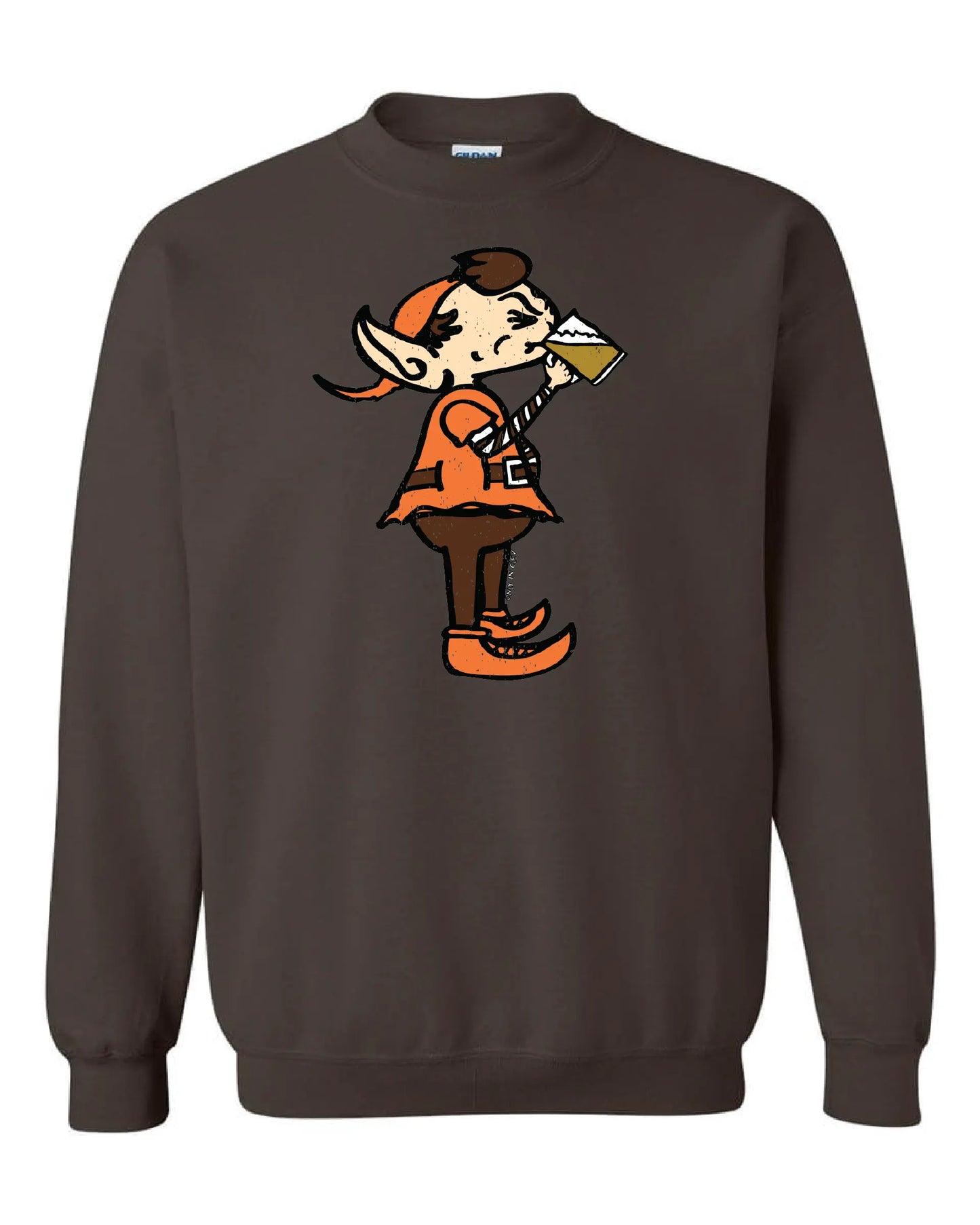 "Drinking Elf" on Brown - Only in Clev