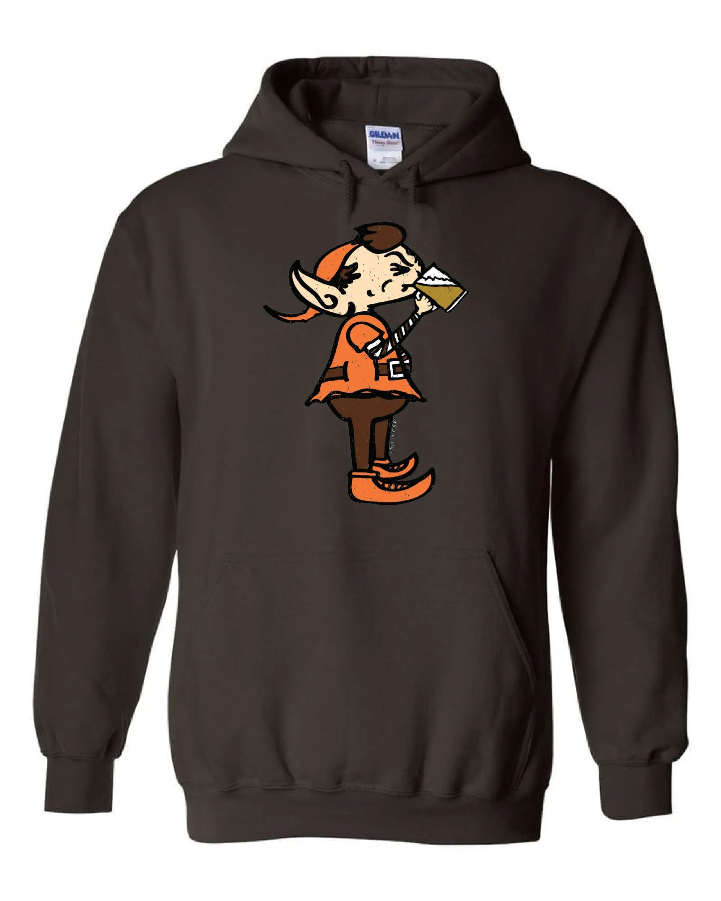 "Drinking Elf" on Brown - Only in Clev