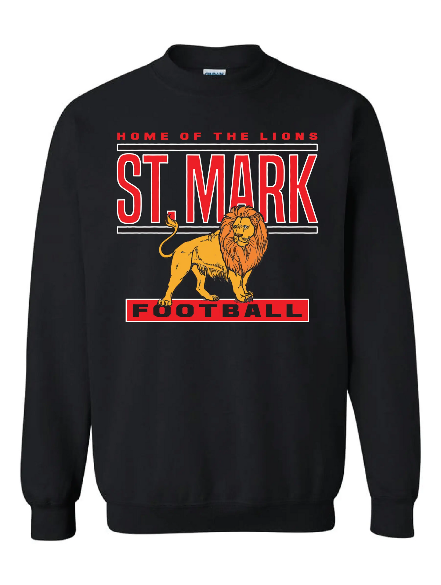 "St. Mark Lions Football" Design on Black - Only in Clev 3XL-Crew-Sweatshirt
