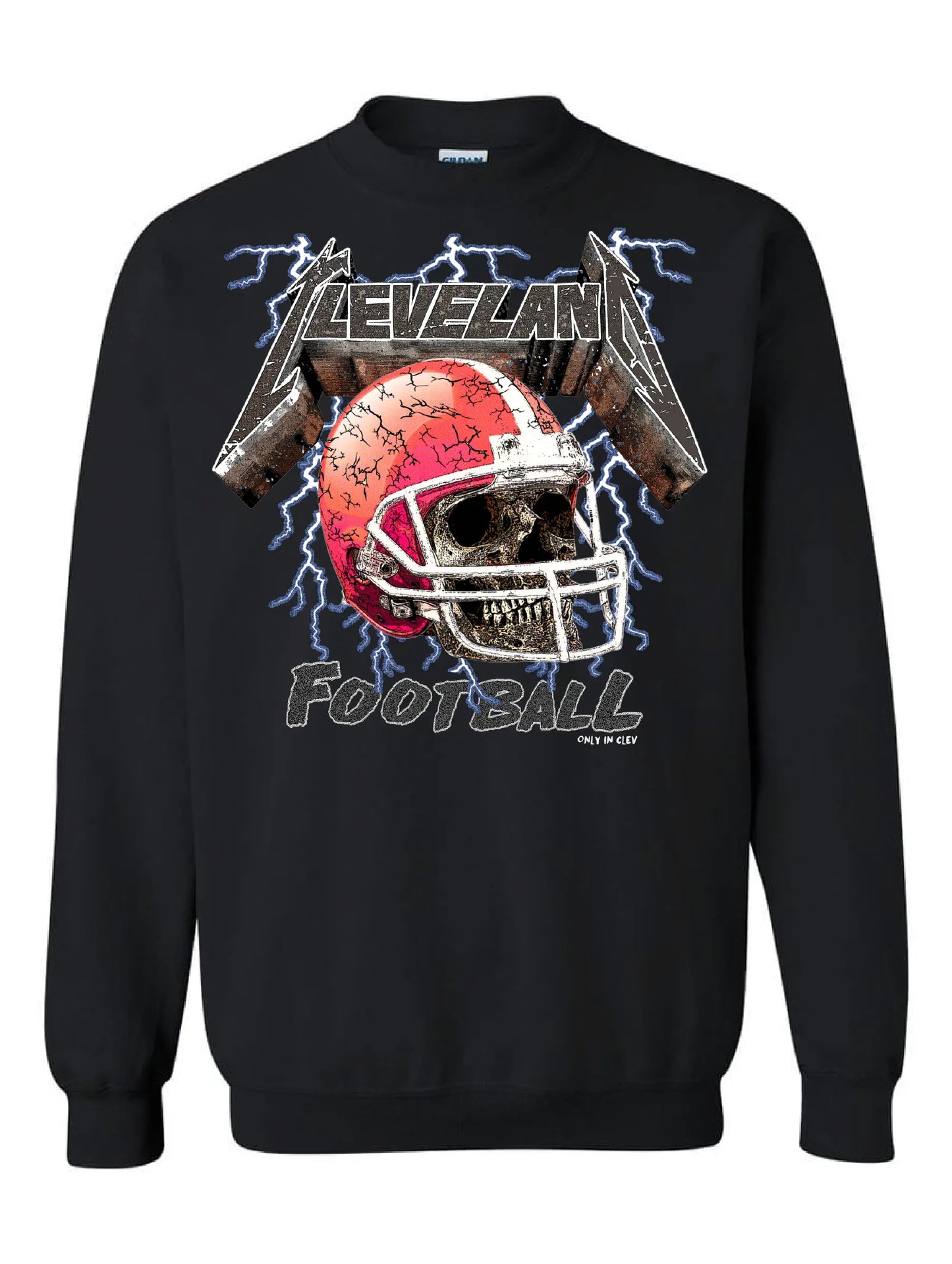 "Cleveland Football Skull" on Black - Only in Clev 3XL-Unisex-crew-sweatshirt