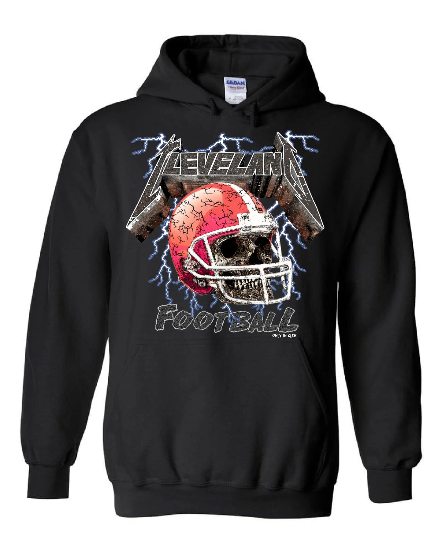 "Cleveland Football Skull" on Black - Only in Clev 3XL-Unisex-hoodie