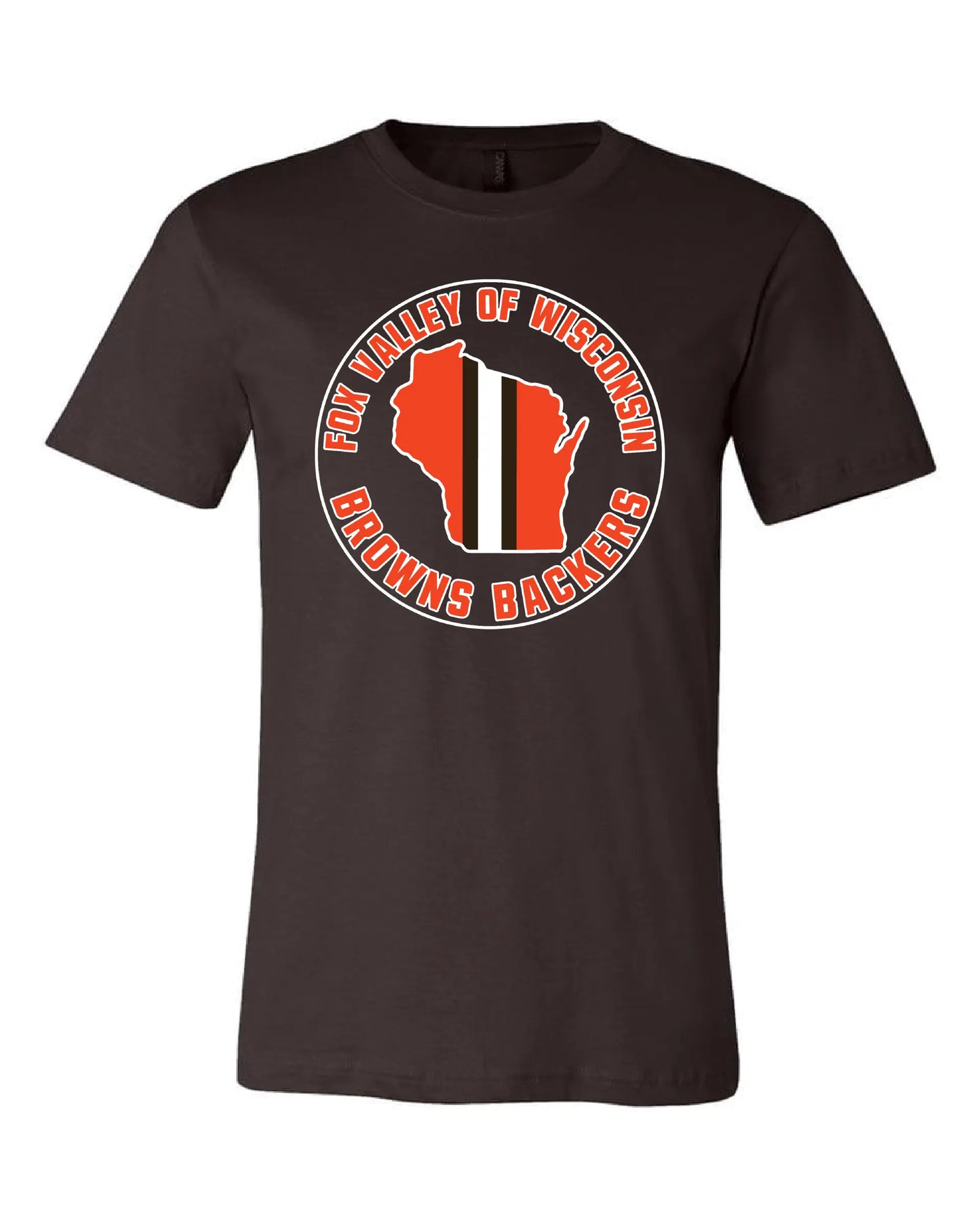 "Fox Valley Wisconsin Browns Backers" Design on Brown - Only in Clev 3XL-Men-s-short-sleeve