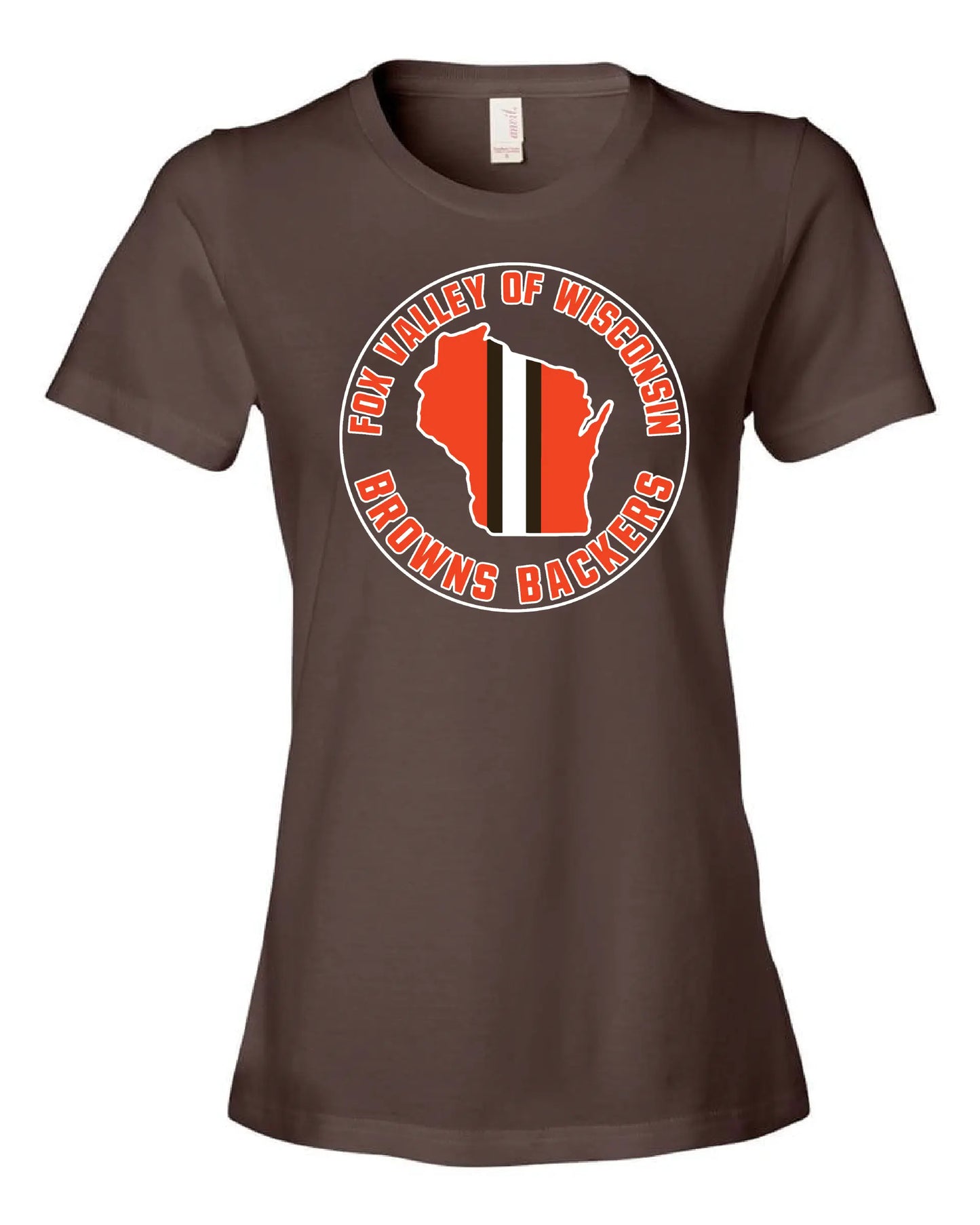 "Fox Valley Wisconsin Browns Backers" Design on Brown - Only in Clev 3XL-Women-s-short-sleeve