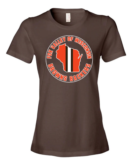 "Fox Valley Wisconsin Browns Backers" Design on Brown - Only in Clev 3XL-Women-s-short-sleeve