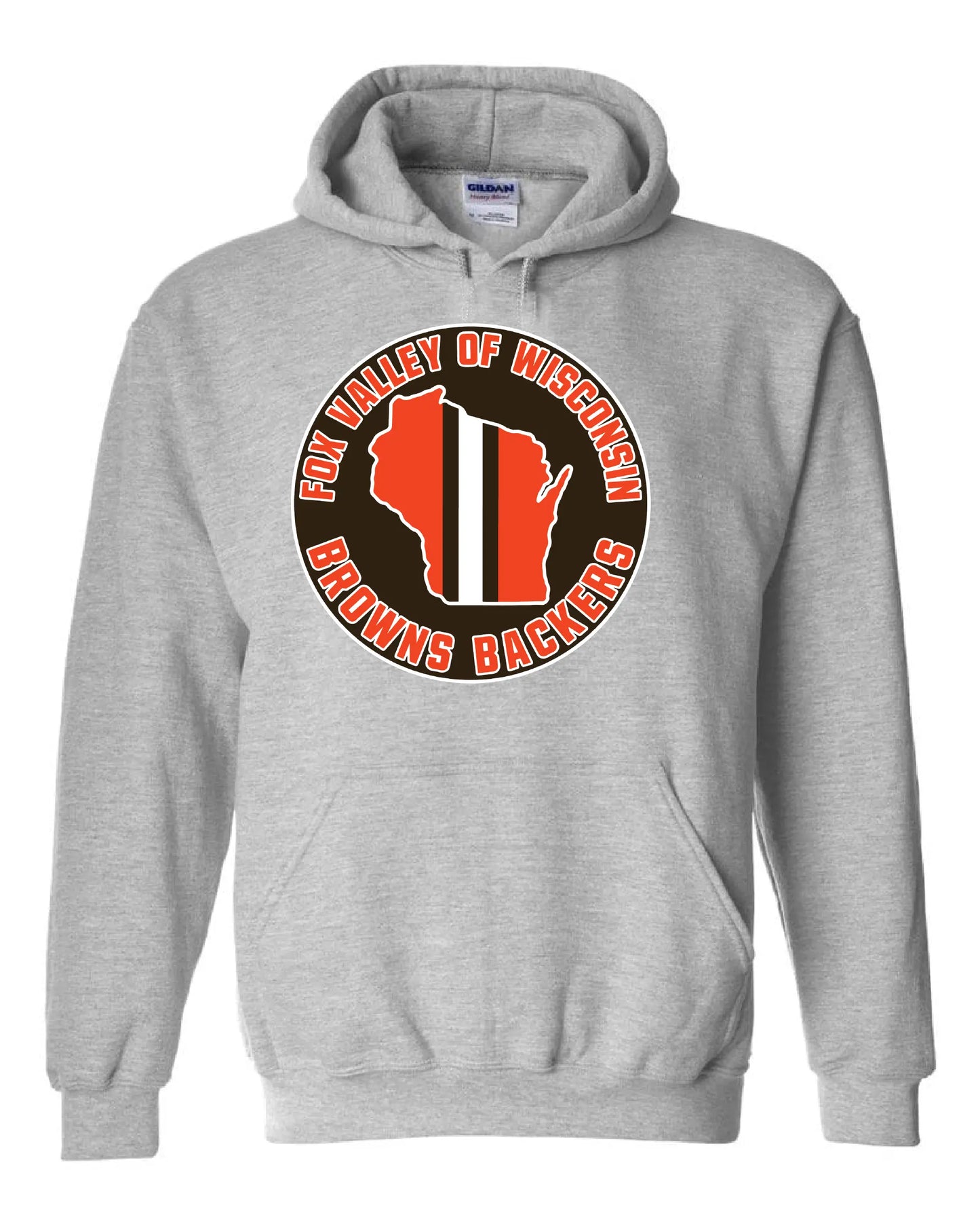 "Fox Valley Wisconsin Browns Backers" Design on Gray - Only in Clev 3XL-Unisex-hoodie
