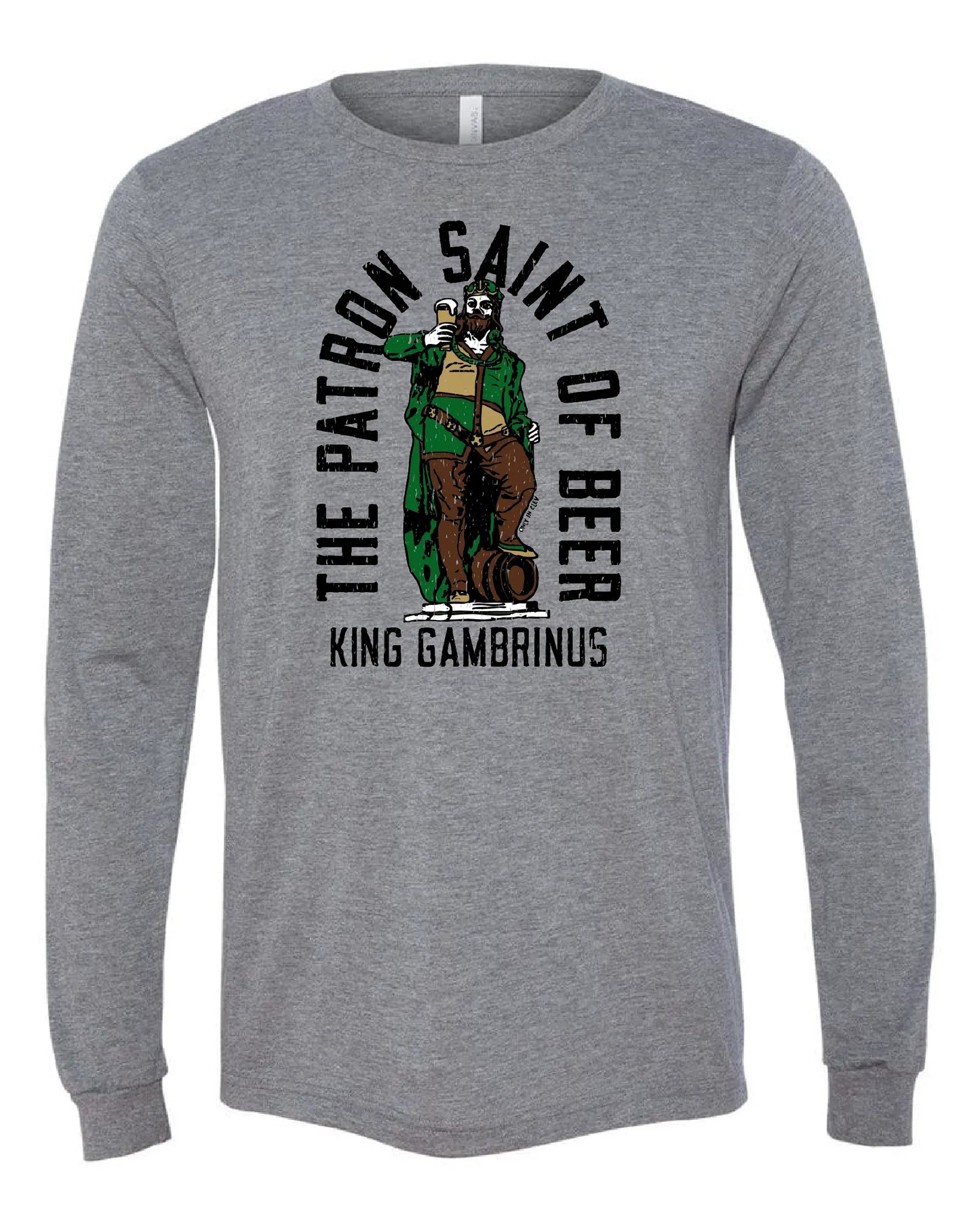 "Patron Saint Of Beer" (King Gambrinus) on Gray - Only in Clev 3XL-Unisex-Long-Sleeve-T-Shirt
