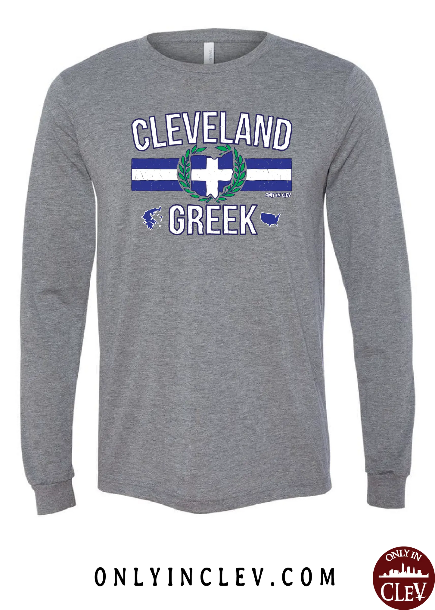 "Cleveland Greek" Design on Gray - Only in Clev