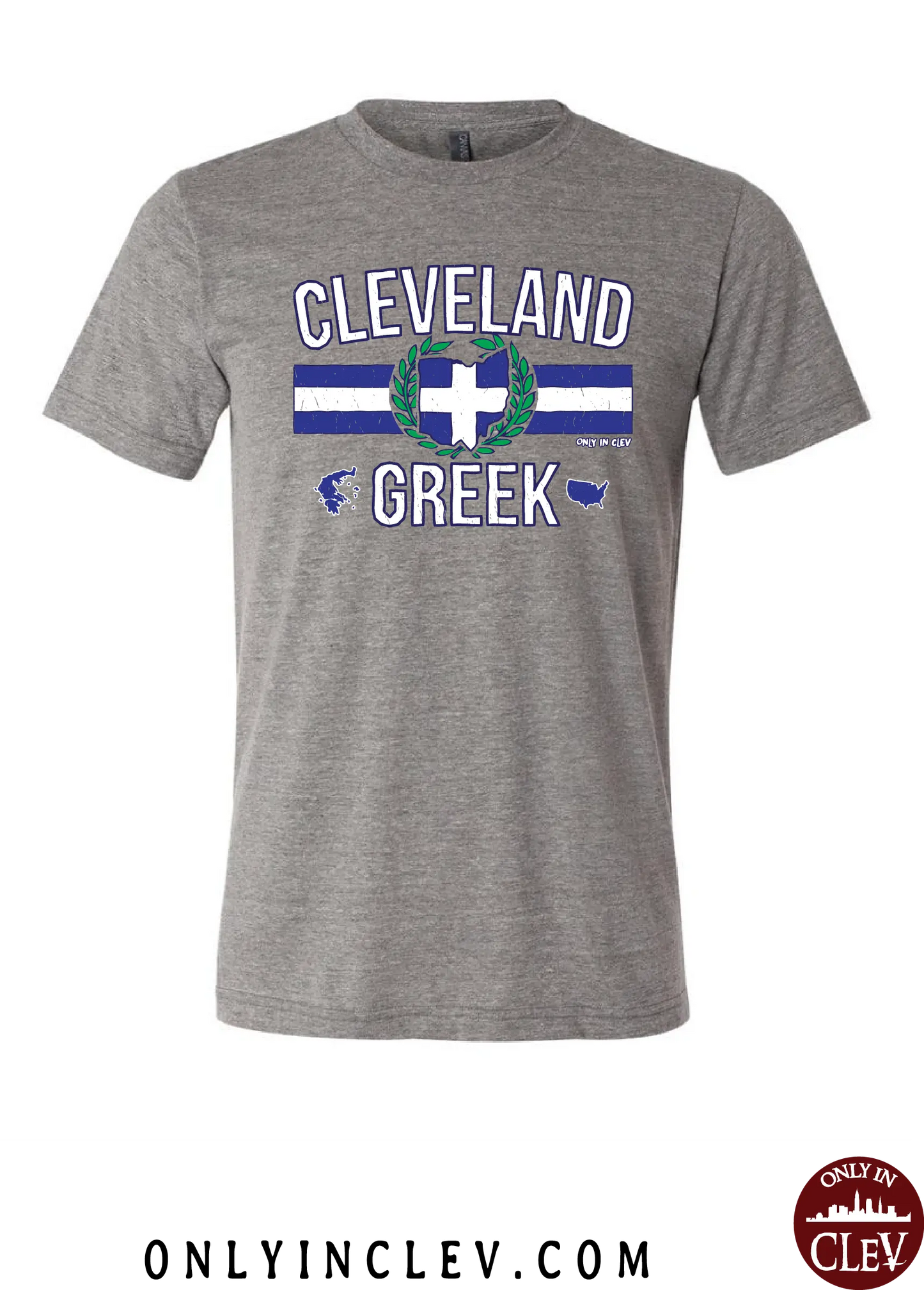 "Cleveland Greek" Design on Gray - Only in Clev