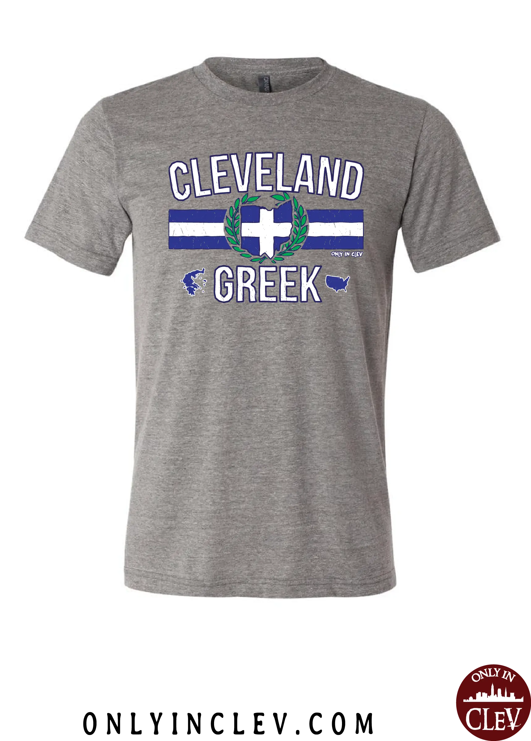 "Cleveland Greek" Design on Gray - Only in Clev