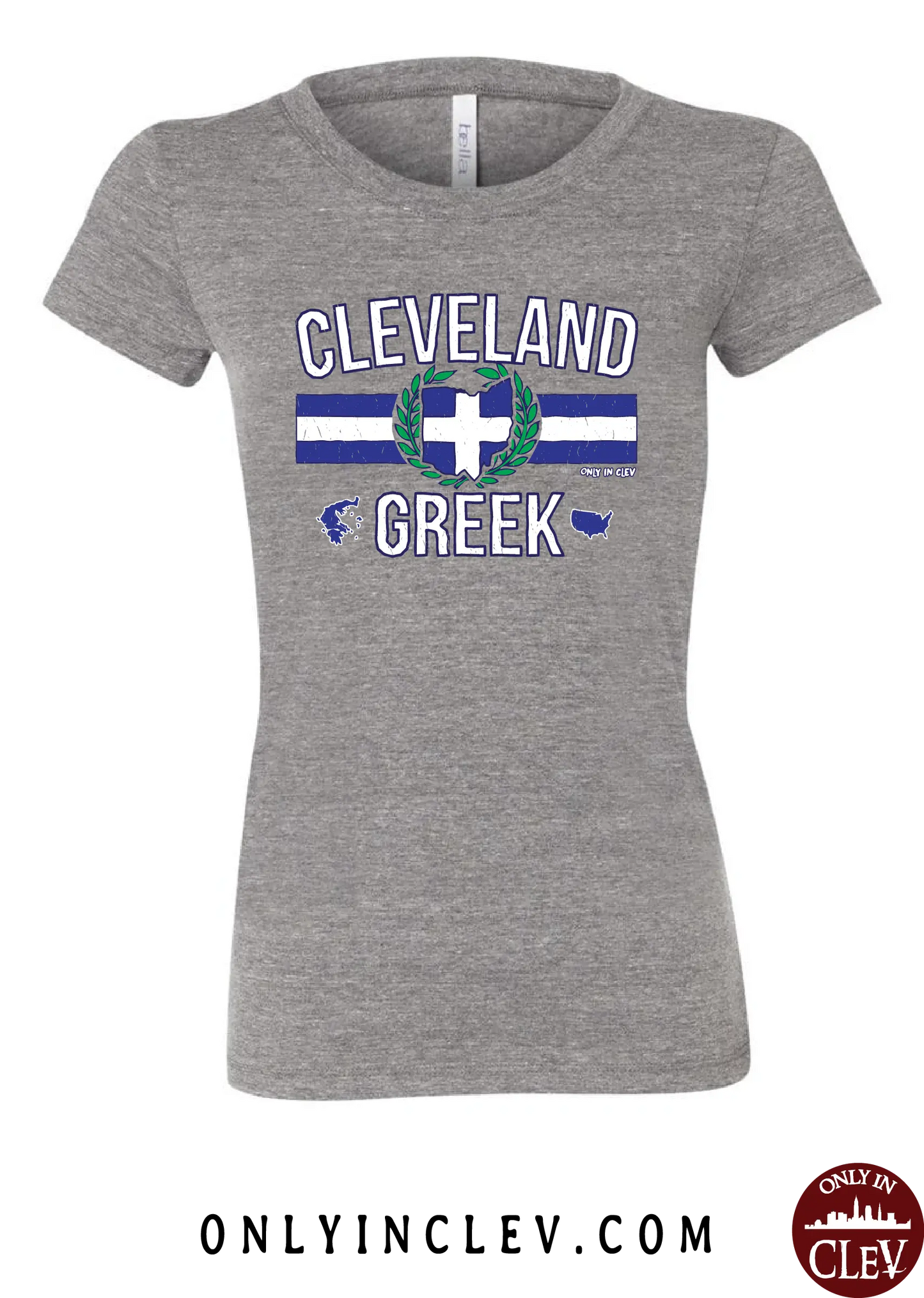 "Cleveland Greek" Design on Gray - Only in Clev