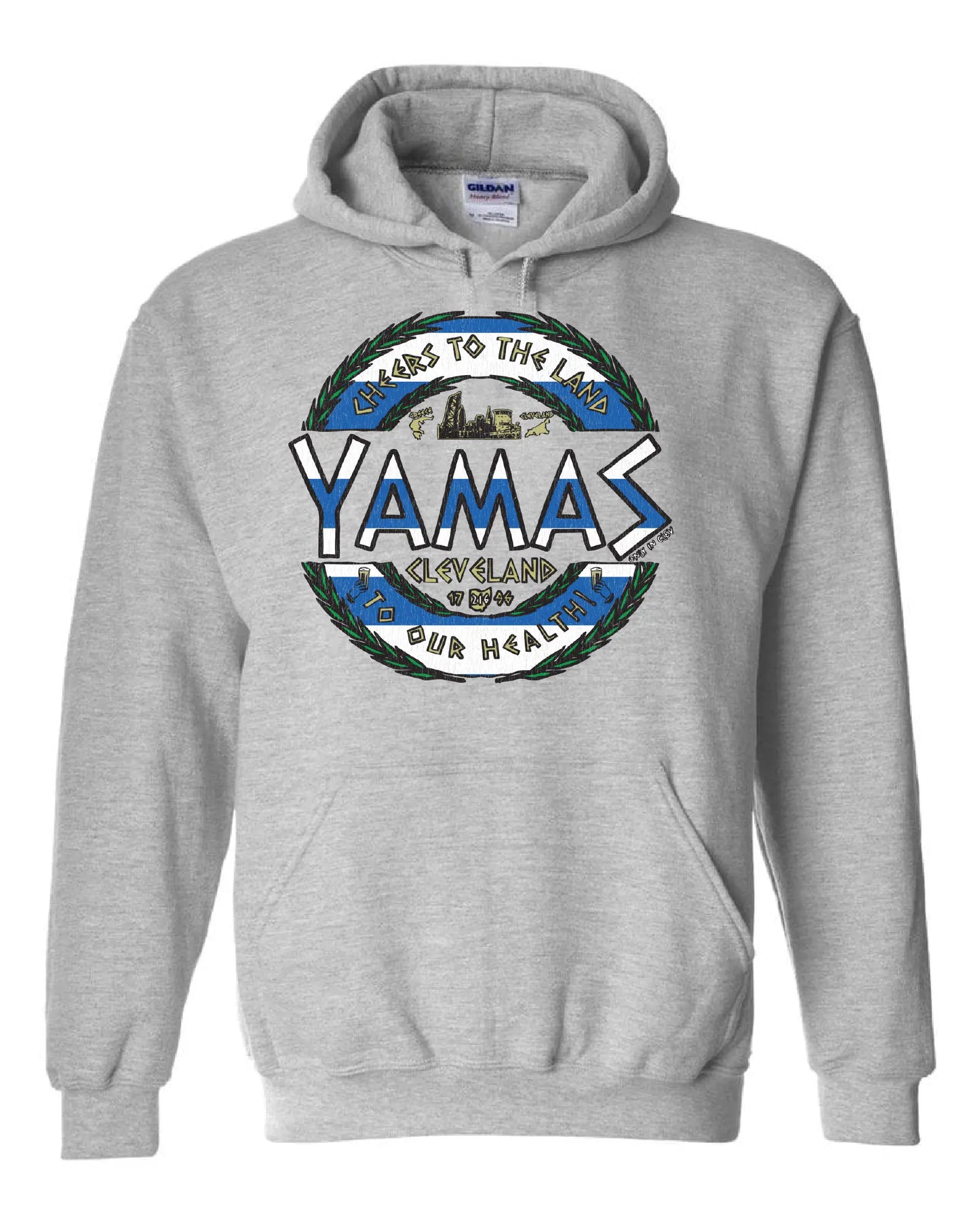"Cleveland Yamas Greek" Design on Gray - Only in Clev 3XL-Hoodies