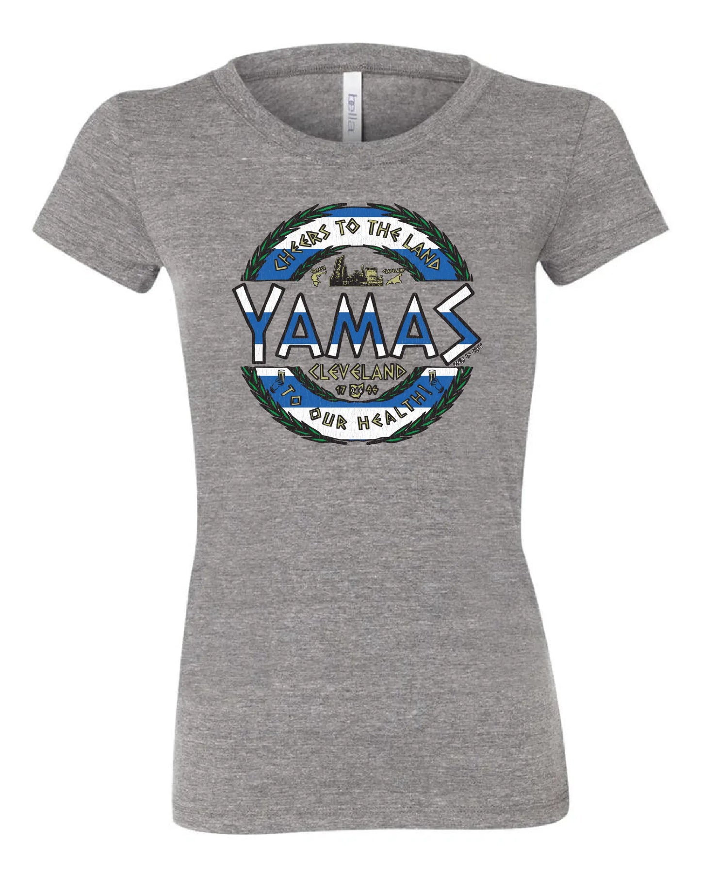 "Cleveland Yamas Greek" Design on Gray - Only in Clev 2XL-Women-s-Short-Sleeve-T-Shirt