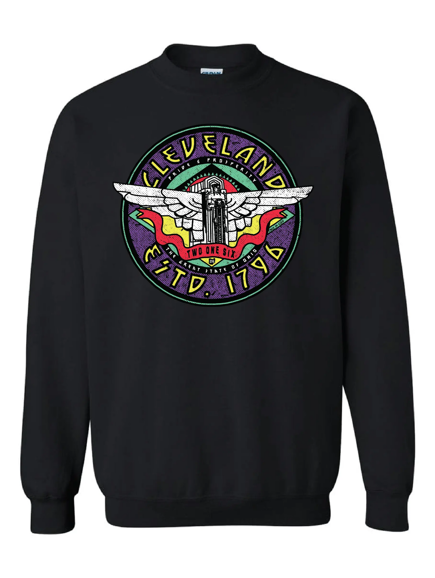 "Cleveland Guardian Angel" design on Black - Only in Clev 3XL-Crew-Sweatshirt