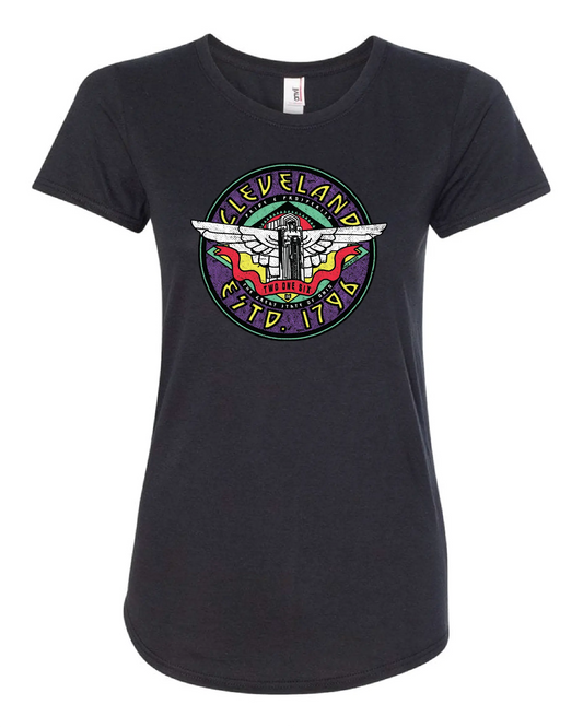 "Cleveland Guardian Angel" design on Black - Only in Clev 2XL-Women-s-Short-Sleeve-T-Shirt