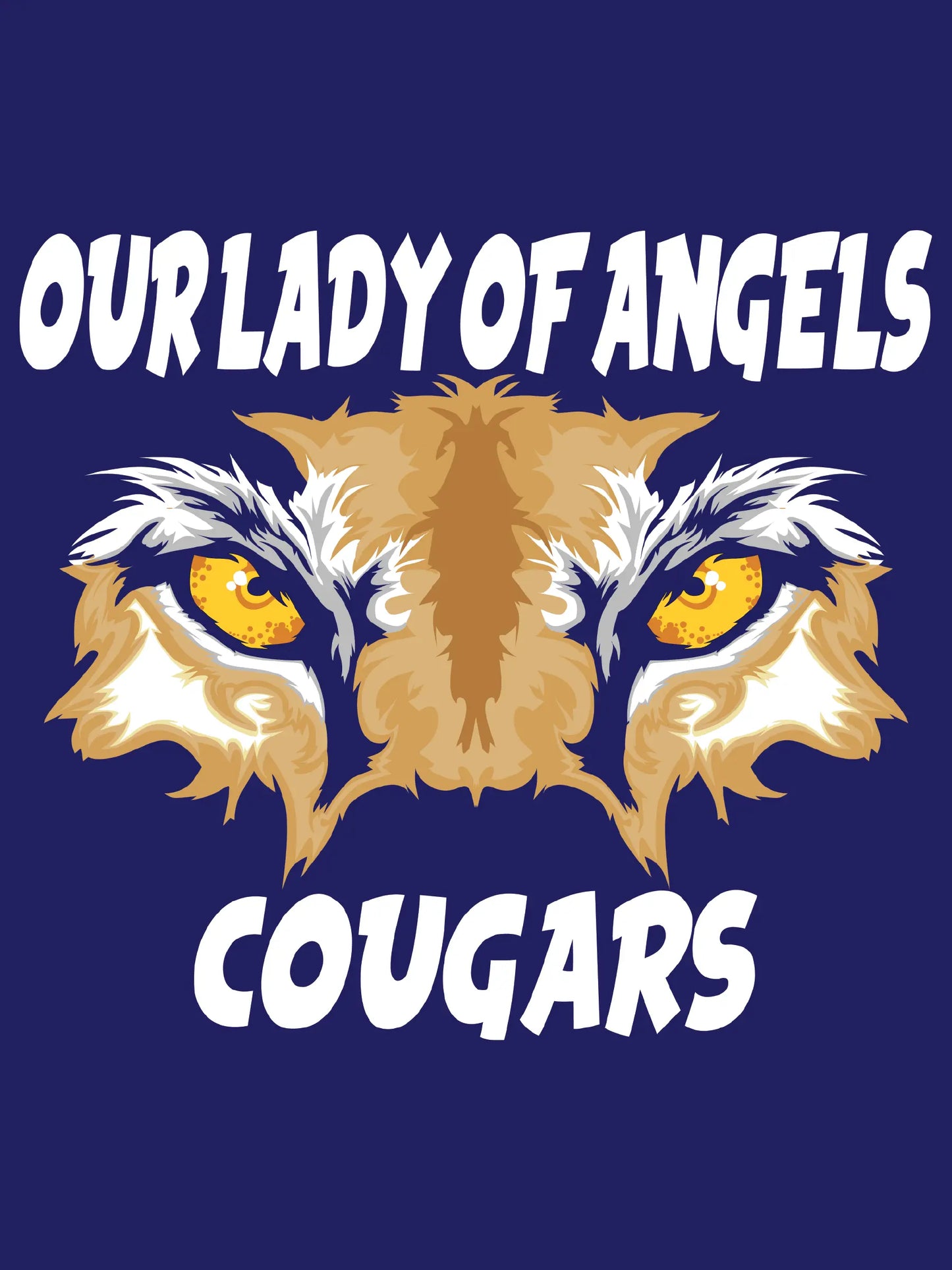 "Our Lady of Angels Cougar" Design on Navy - Only in Clev