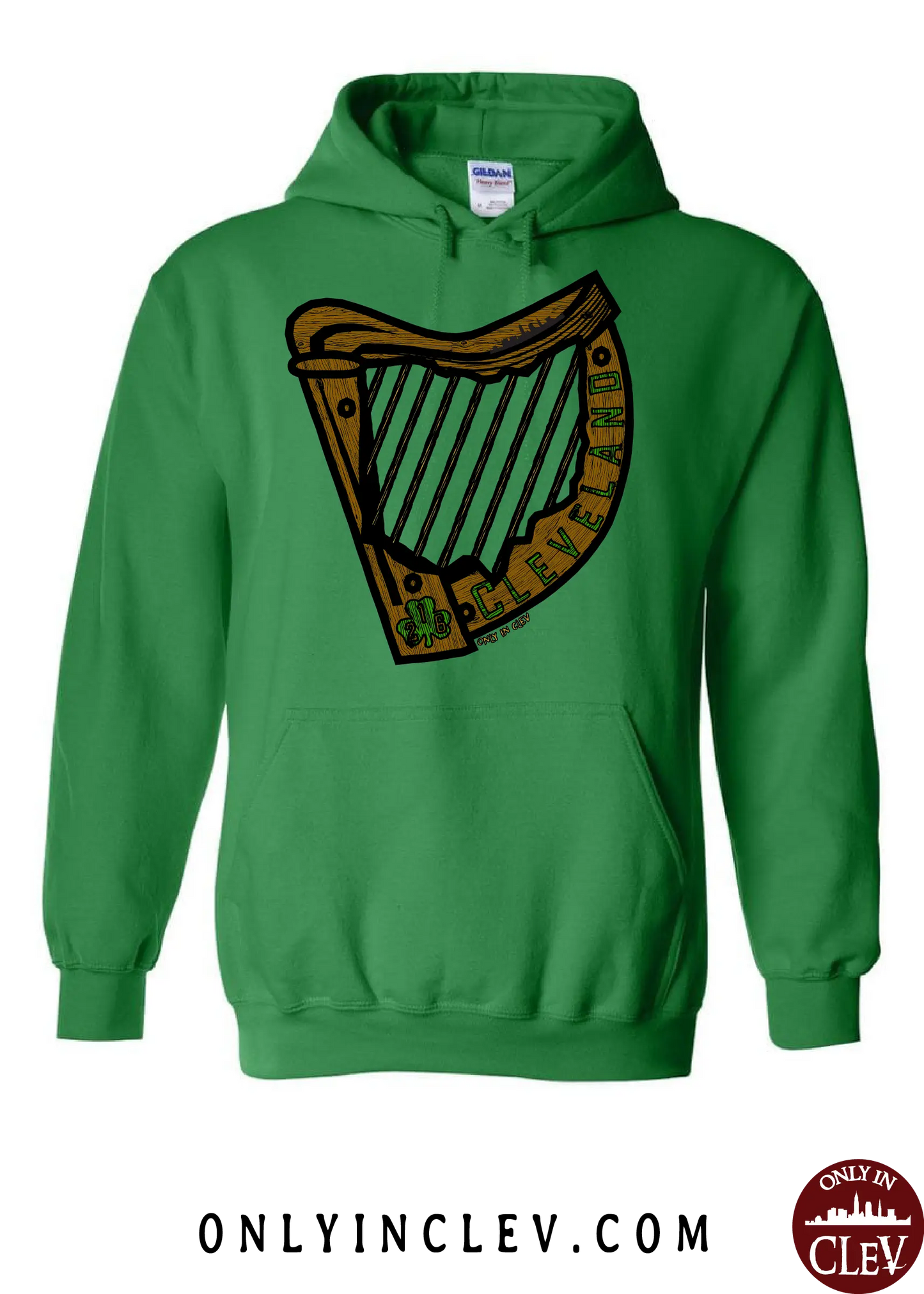 "Cleveland Irish Harp" Design on Green - Only in Clev