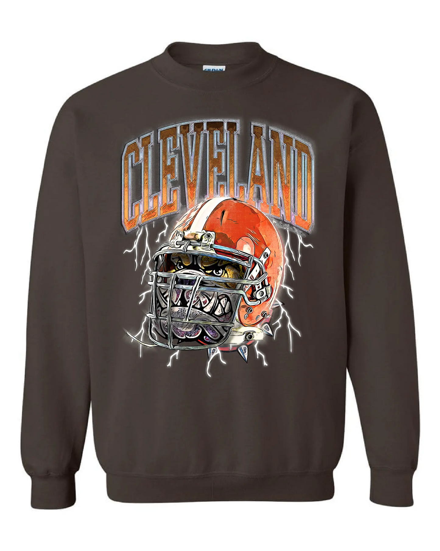 "Cleveland Dawg Helmet" on Brown - Only in Clev