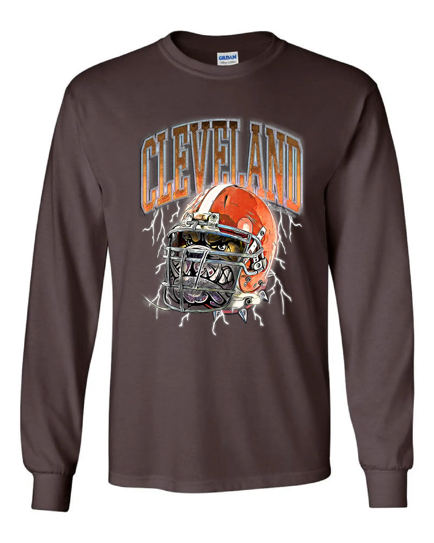 "Cleveland Dawg Helmet" on Brown - Only in Clev